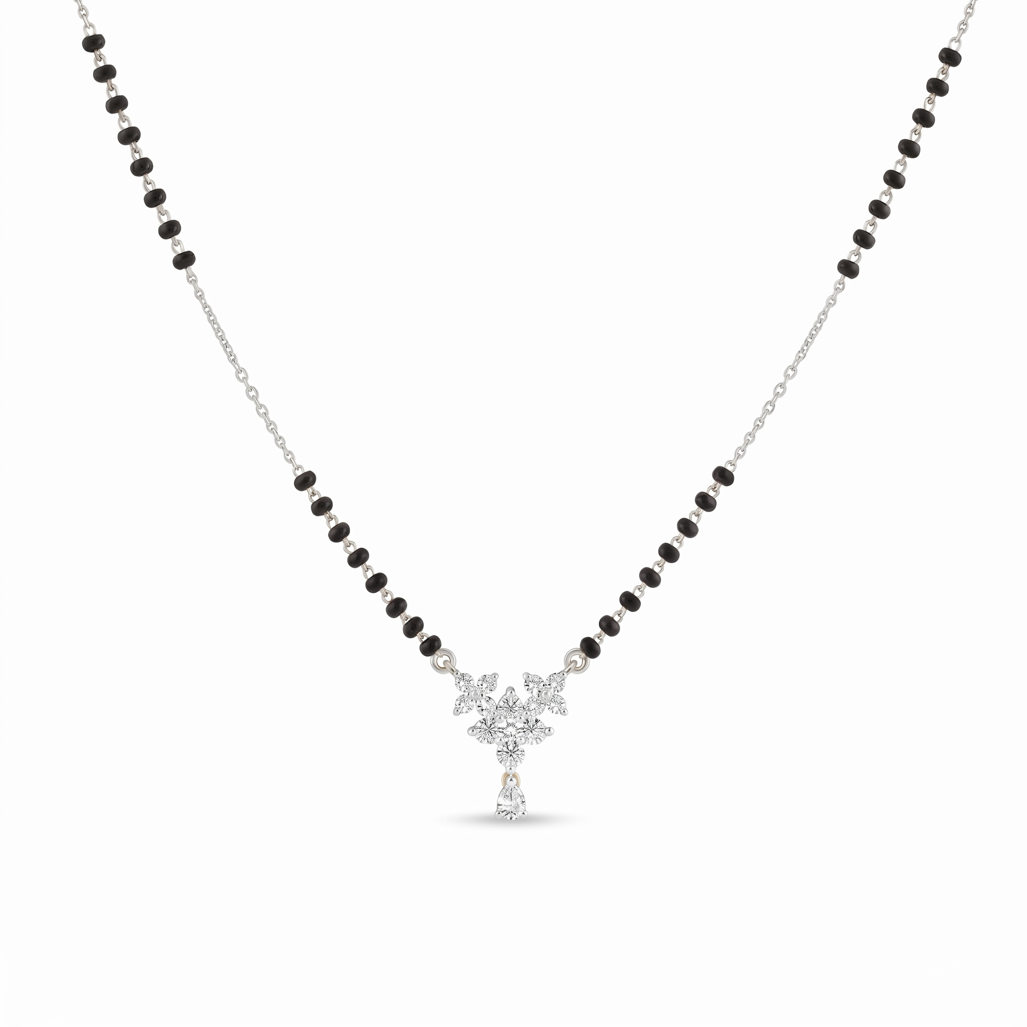 Ornate Cascade Diamond Mangalsutra by SVADEZI - rhodium
