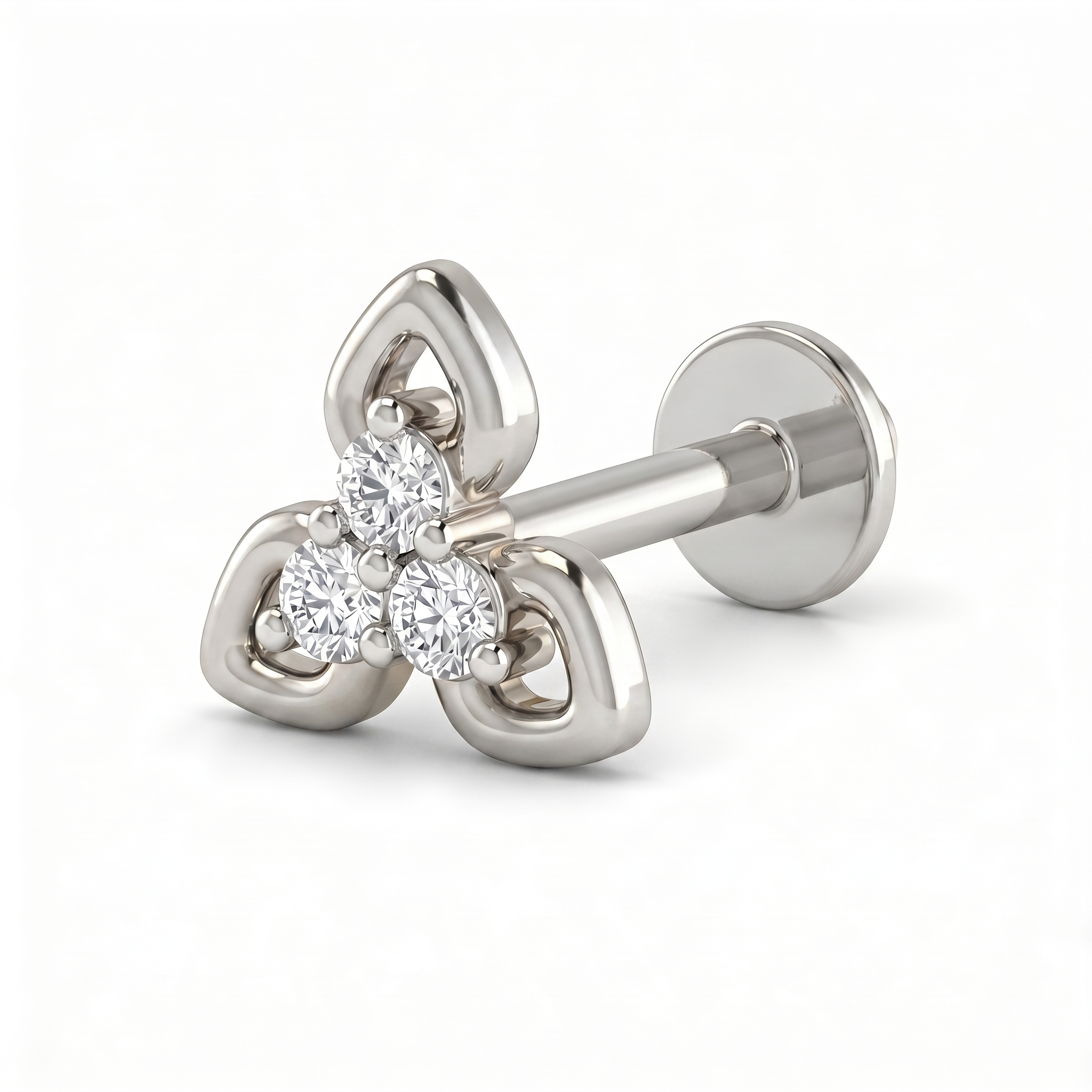 Pristine Bloom Diamond Nose Pin by SVADEZI - rhodium