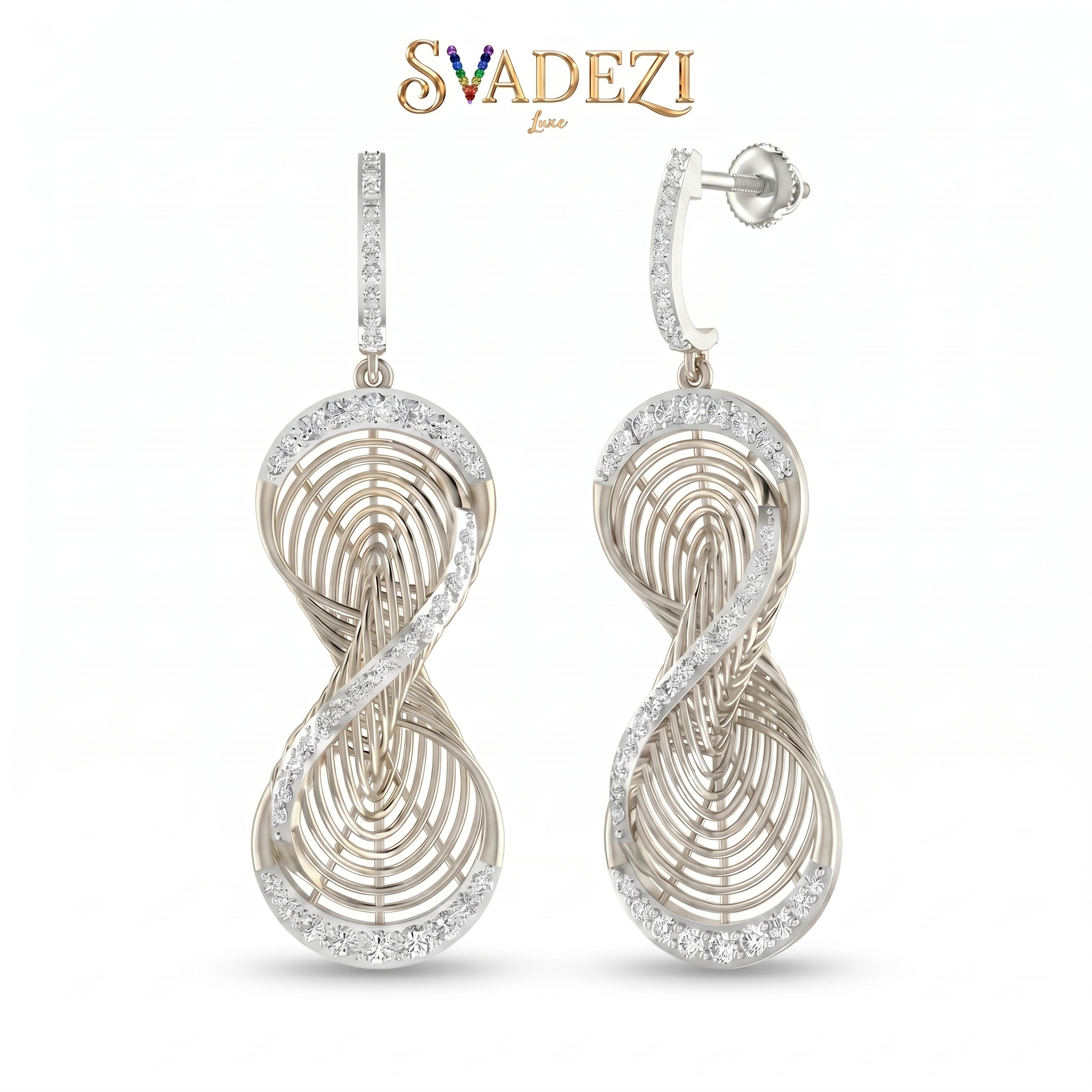Whispering Mystique Diamond Earrings by SVADEZI - rhodium