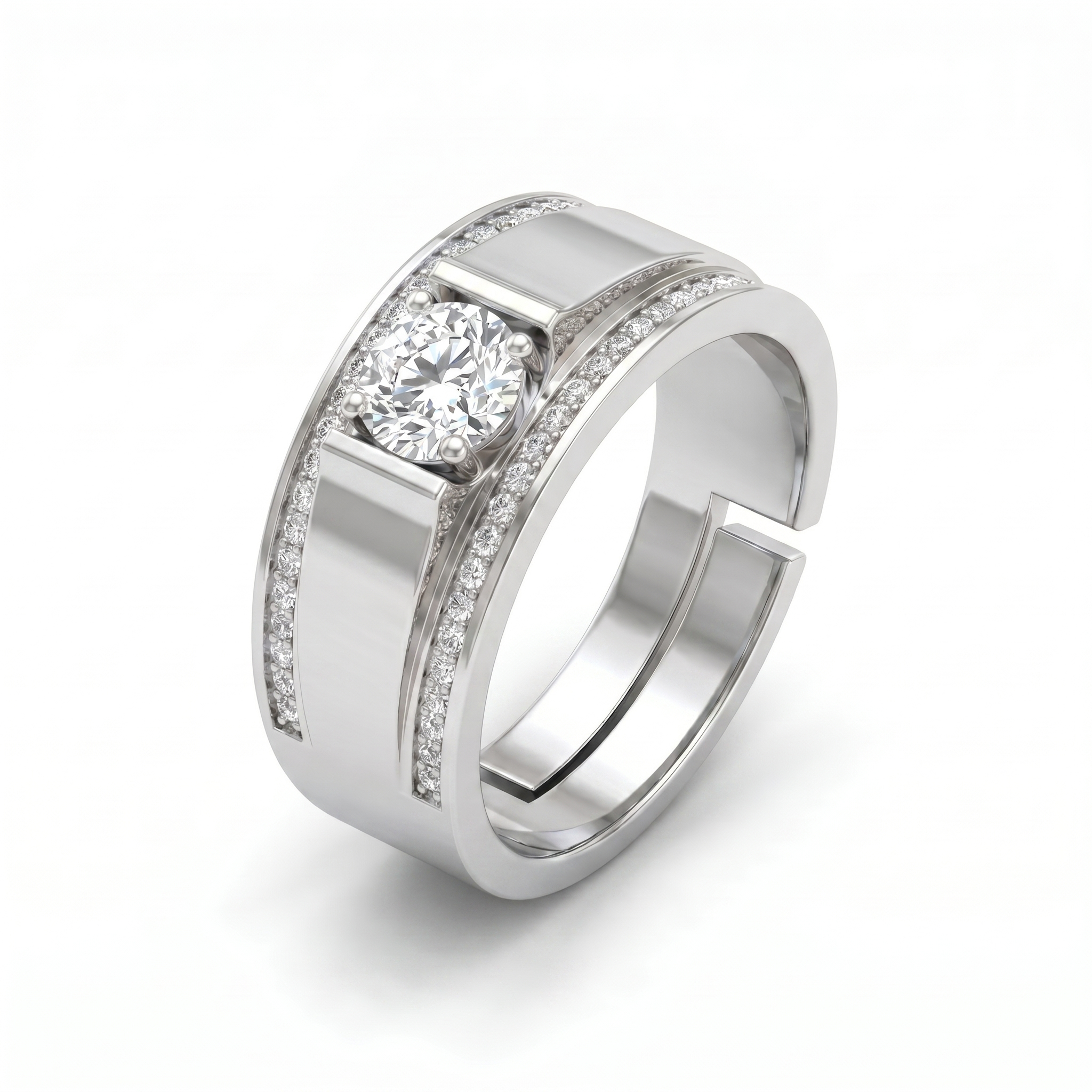 Cascading Star Men's Diamond Ring by SVADEZI - rhodium