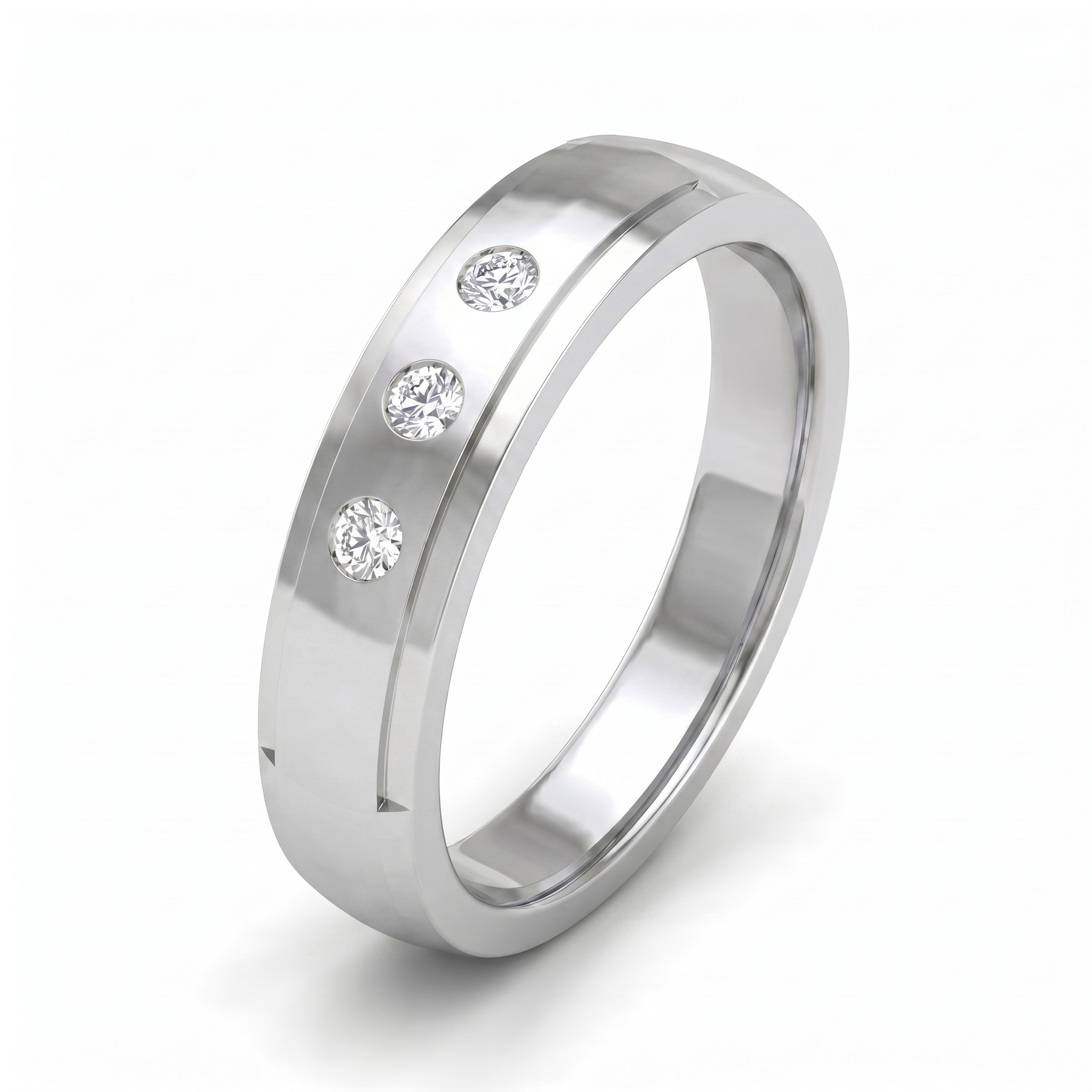 Glistening Petal Men's Diamond Ring by SVADEZI - rhodium