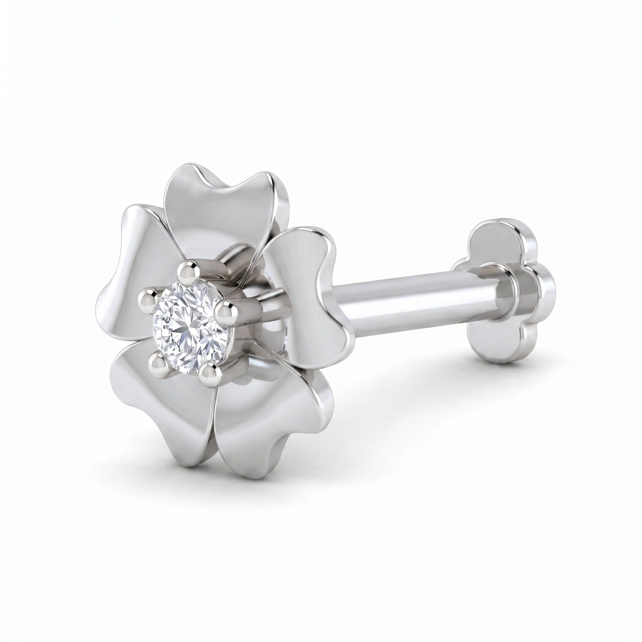 Ornate Grace Diamond Nose Pin by SVADEZI - rhodium