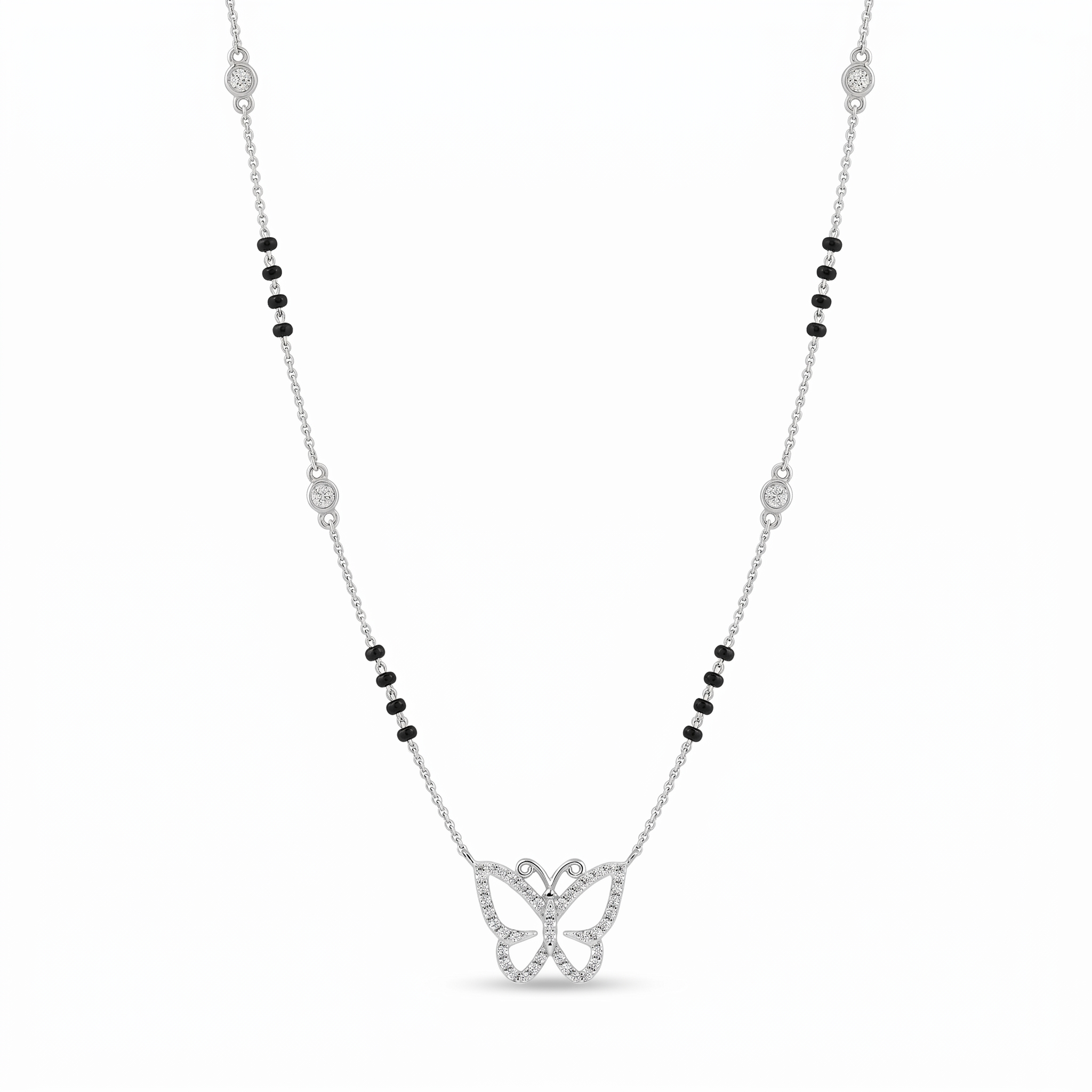 Enthroned Sonnet Diamond Mangalsutra by SVADEZI - rhodium