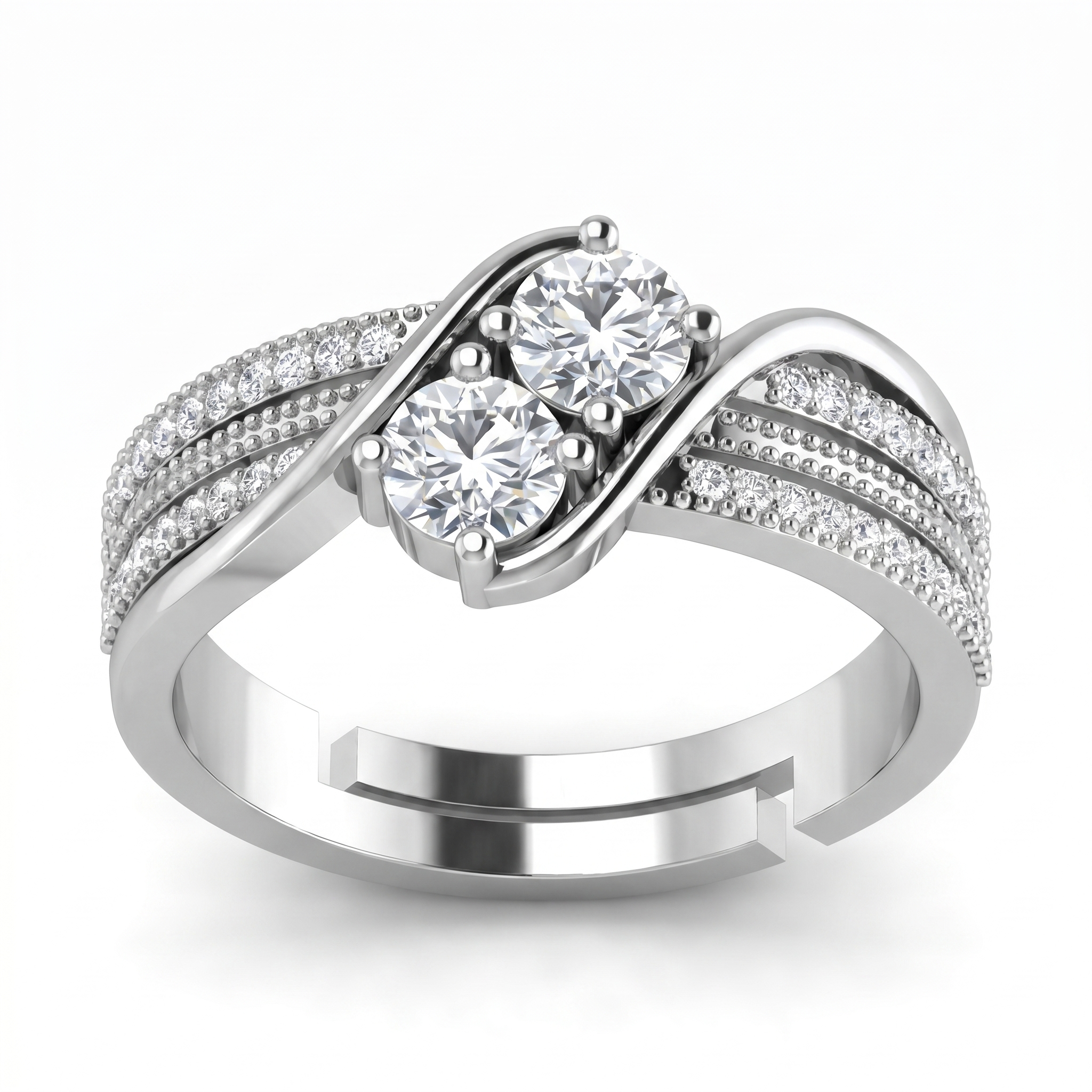 Cascading Petal Diamond Ring by SVADEZI - rhodium