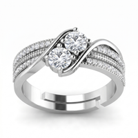 Cascading Petal Diamond Ring by SVADEZI - rhodium