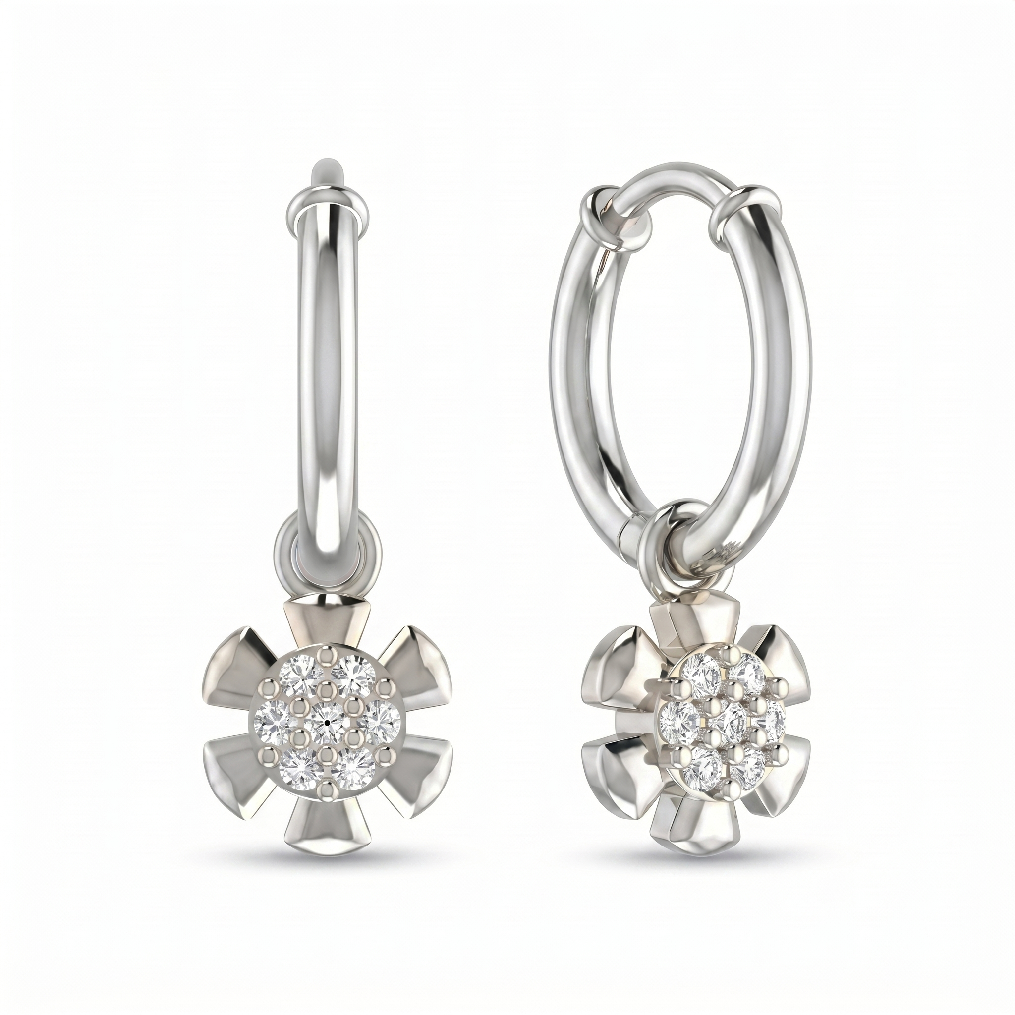 Regal Ode Diamond Earrings by SVADEZI - rhodium