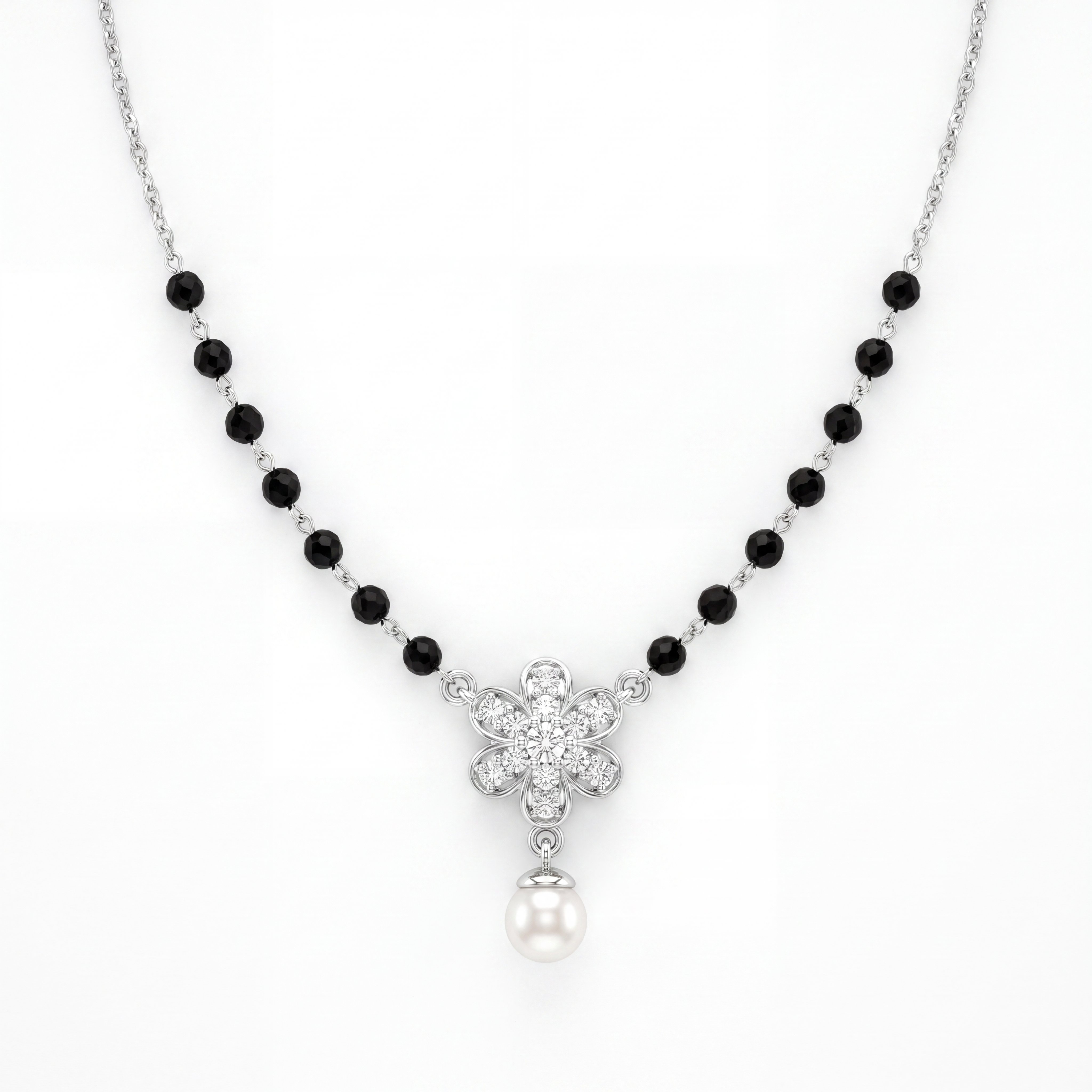 Pristine Brilliance Diamond Mangalsutra by SVADEZI - rhodium