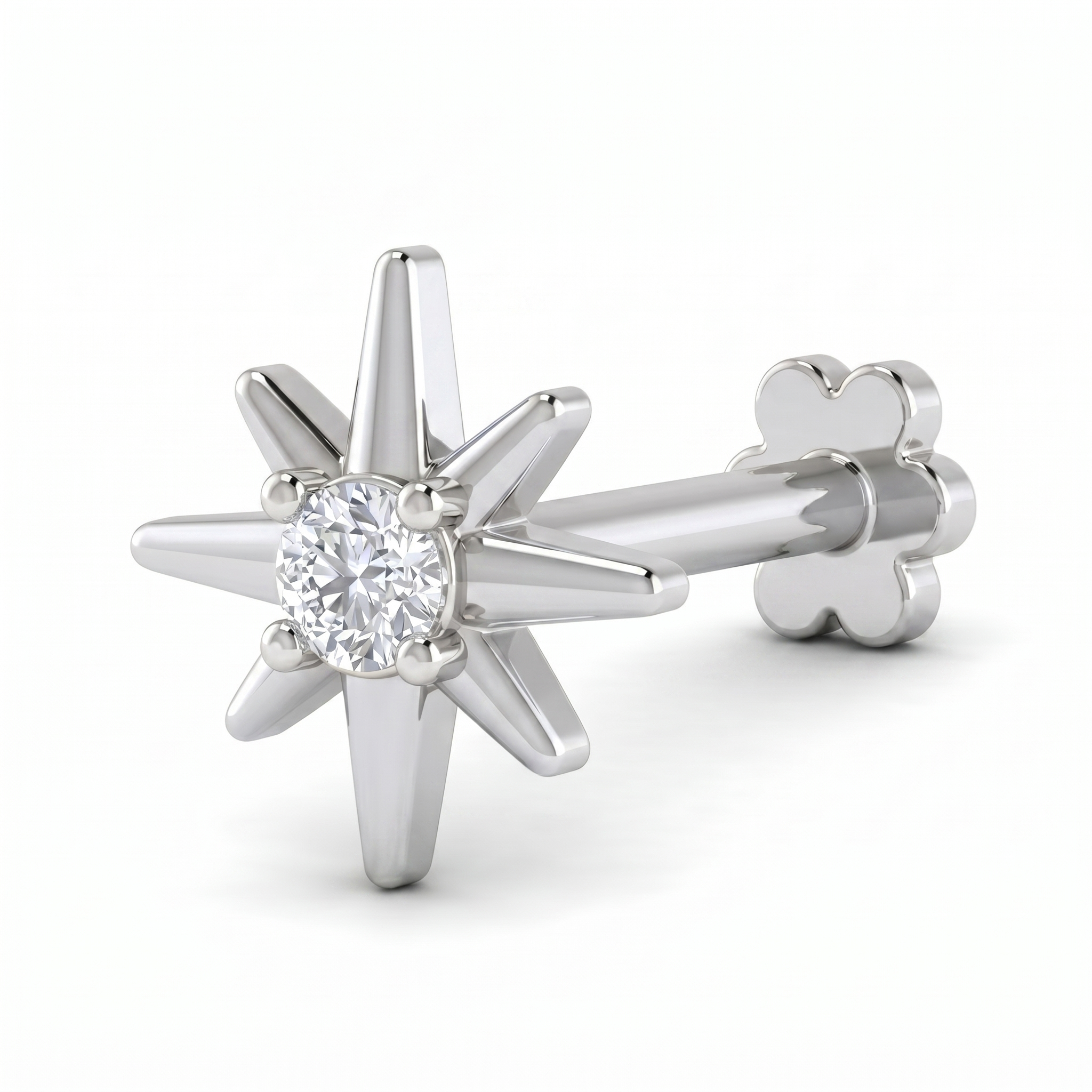 Sparkling Glow Diamond Nose Pin by SVADEZI - rhodium