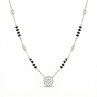 Crowned Brilliance Diamond Mangalsutra by SVADEZI - rhodium