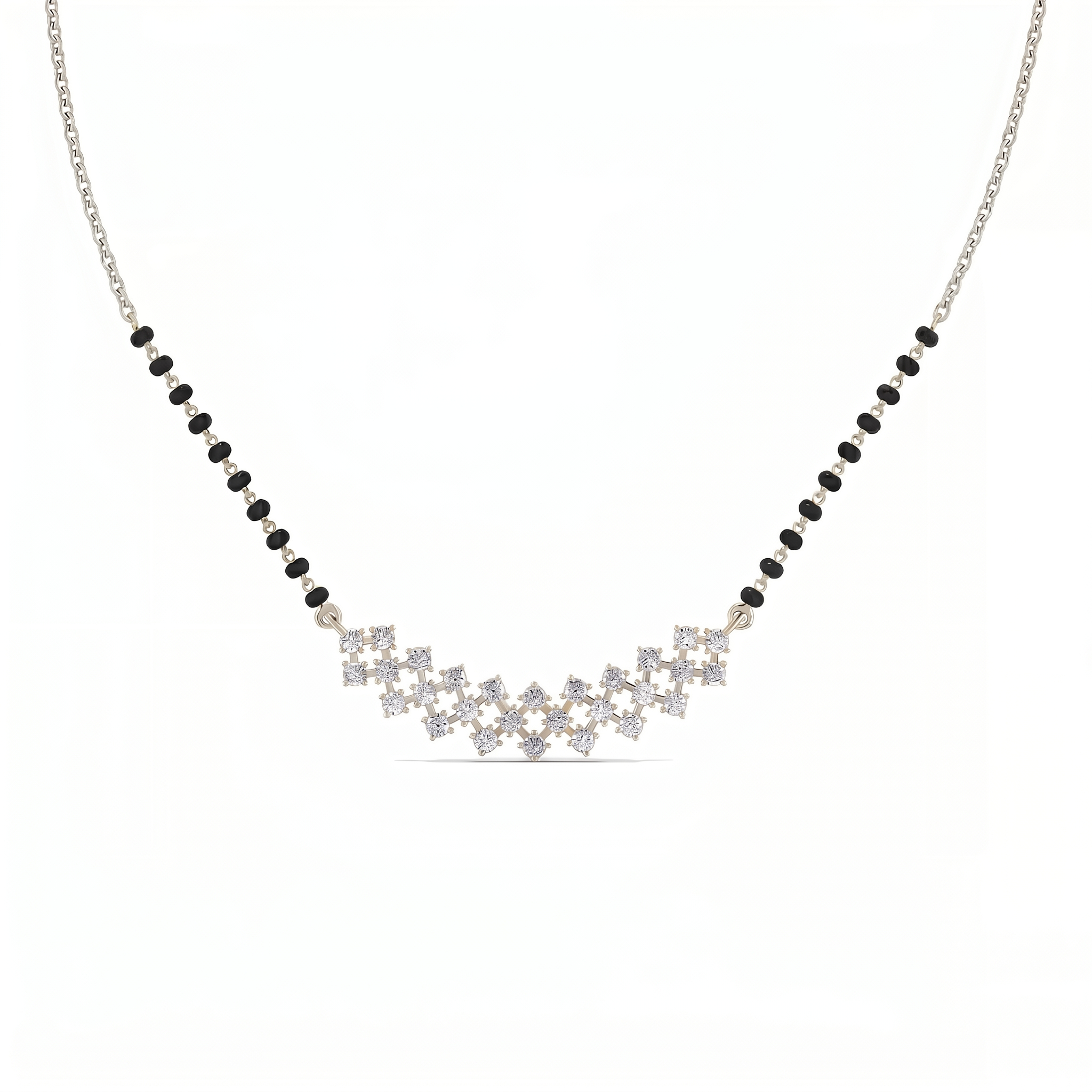 Sparkling Halo Diamond Mangalsutra by SVADEZI - rhodium