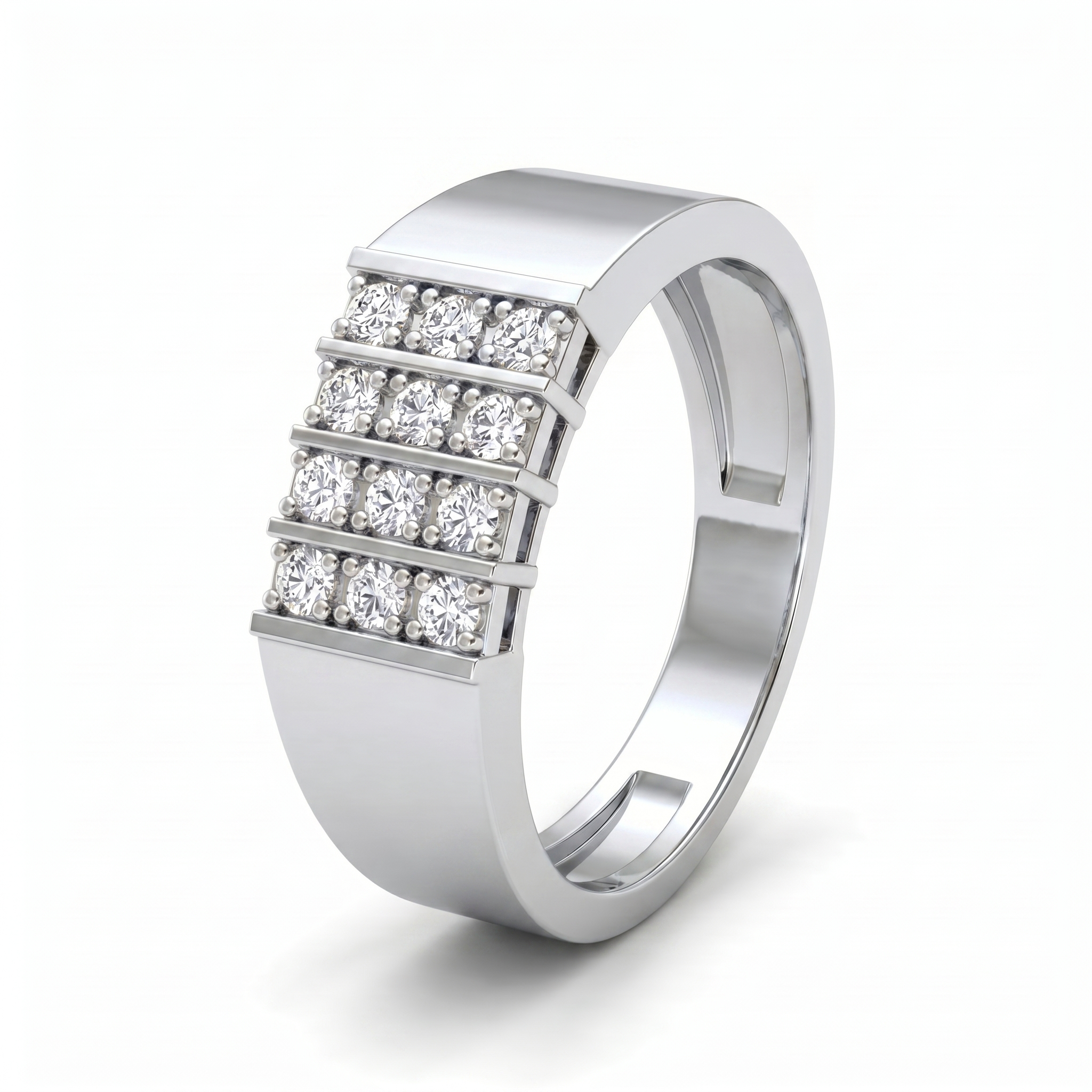 Regal Allure Men's Diamond Ring by SVADEZI - rhodium