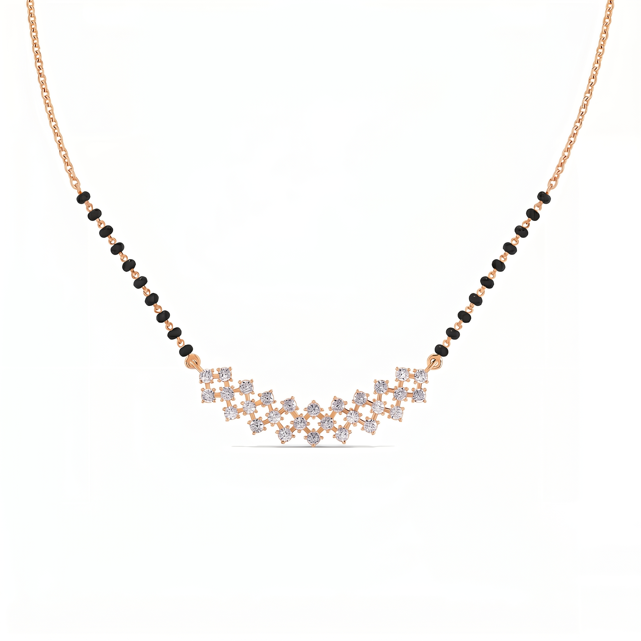 Sparkling Halo Diamond Mangalsutra by SVADEZI - rose