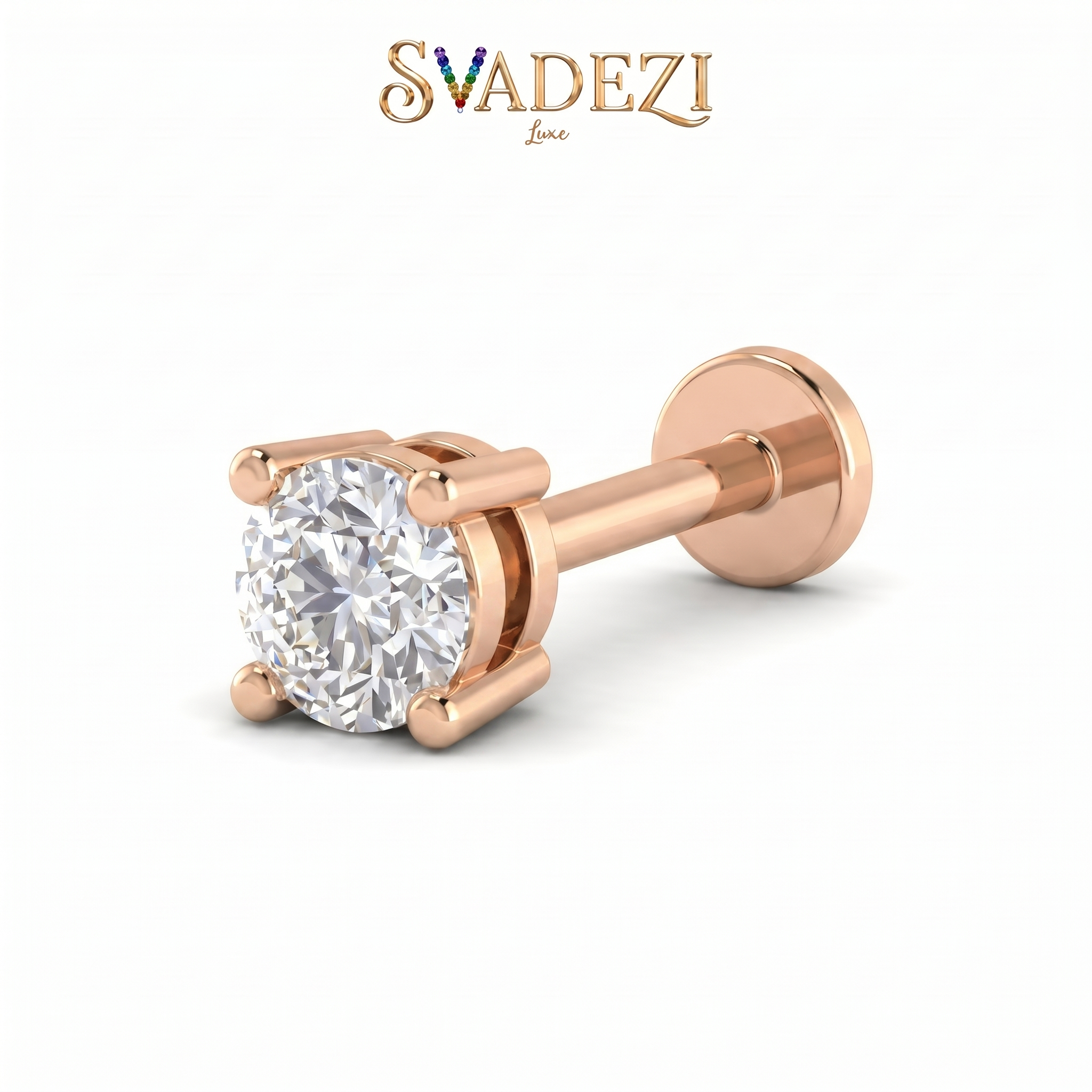 Crowned Spell Diamond Nose Pin by SVADEZI - rose