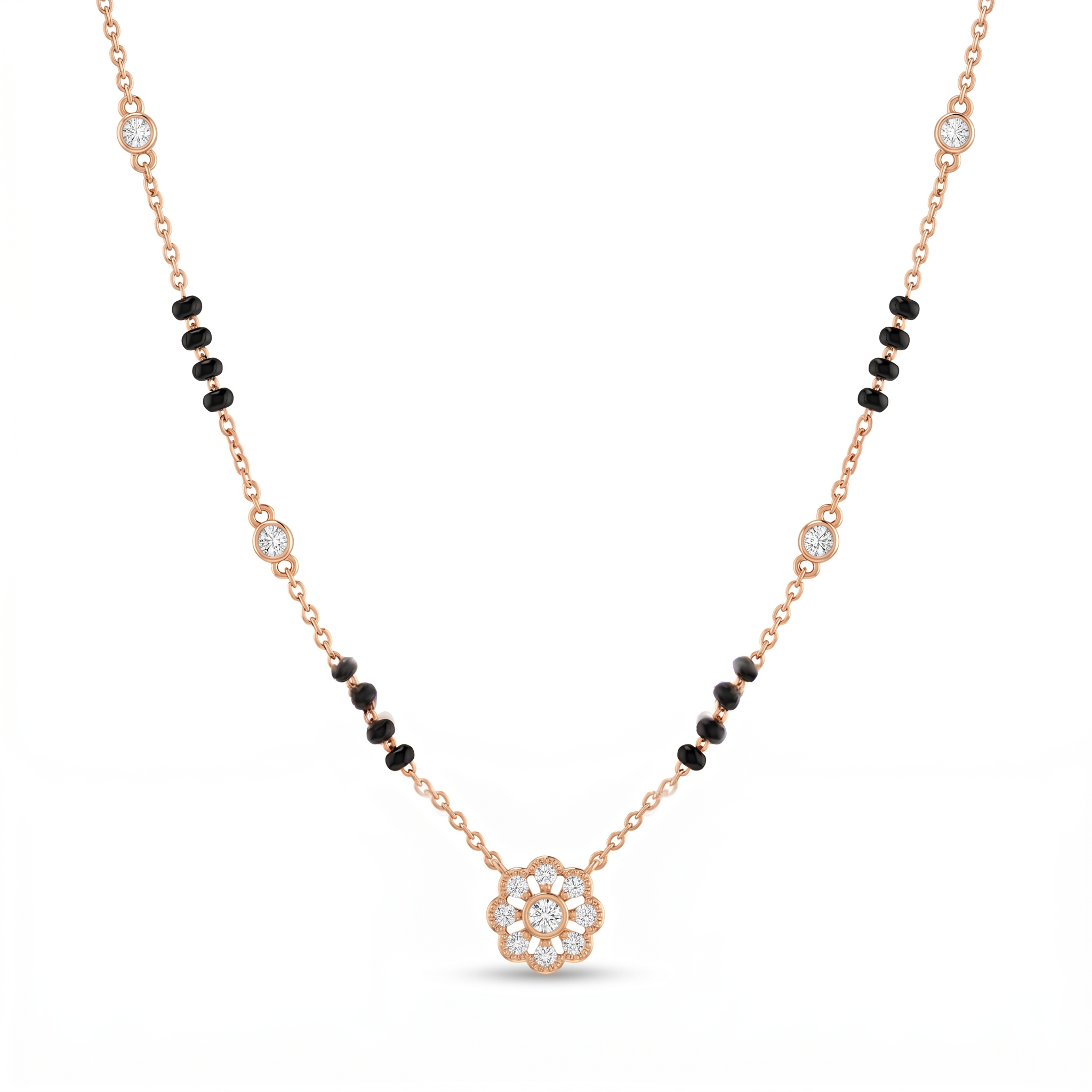 Crowned Brilliance Diamond Mangalsutra by SVADEZI - rose