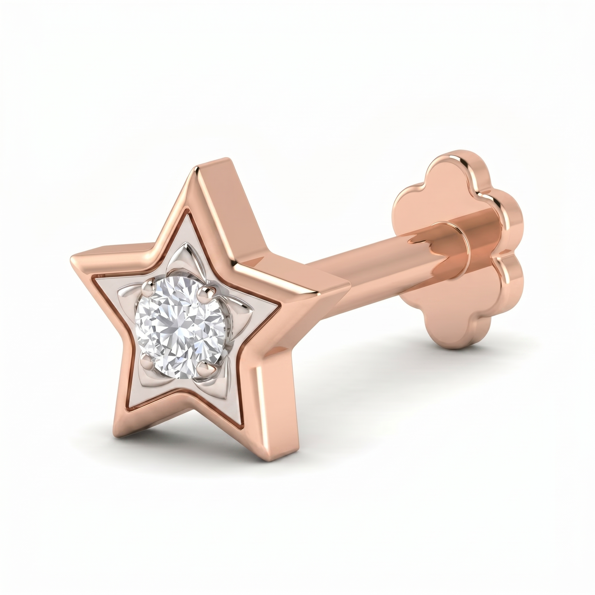 Celestial Mystique Diamond Nose Pin by SVADEZI - rose