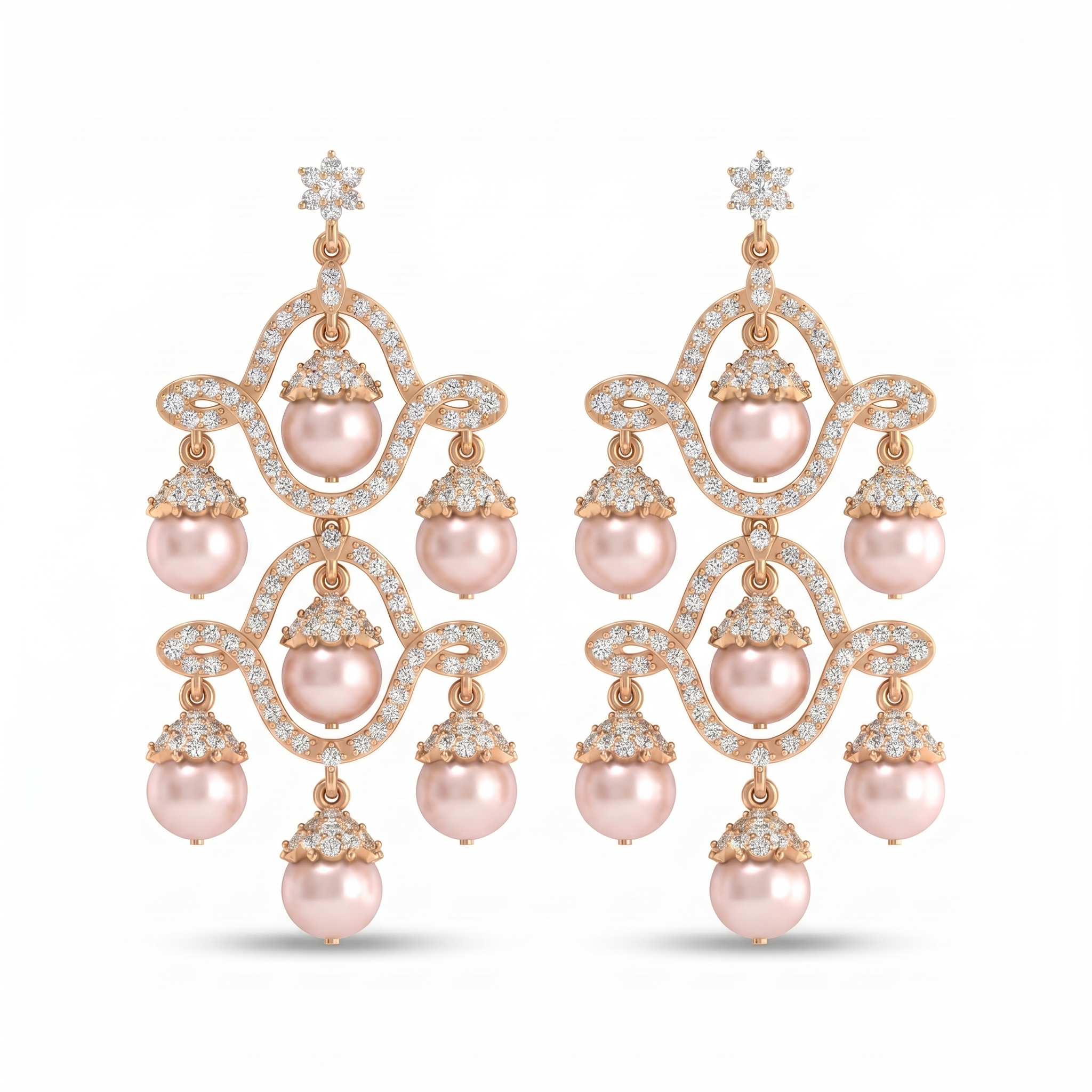 Sacred Brilliance Diamond Earrings by SVADEZI - rose