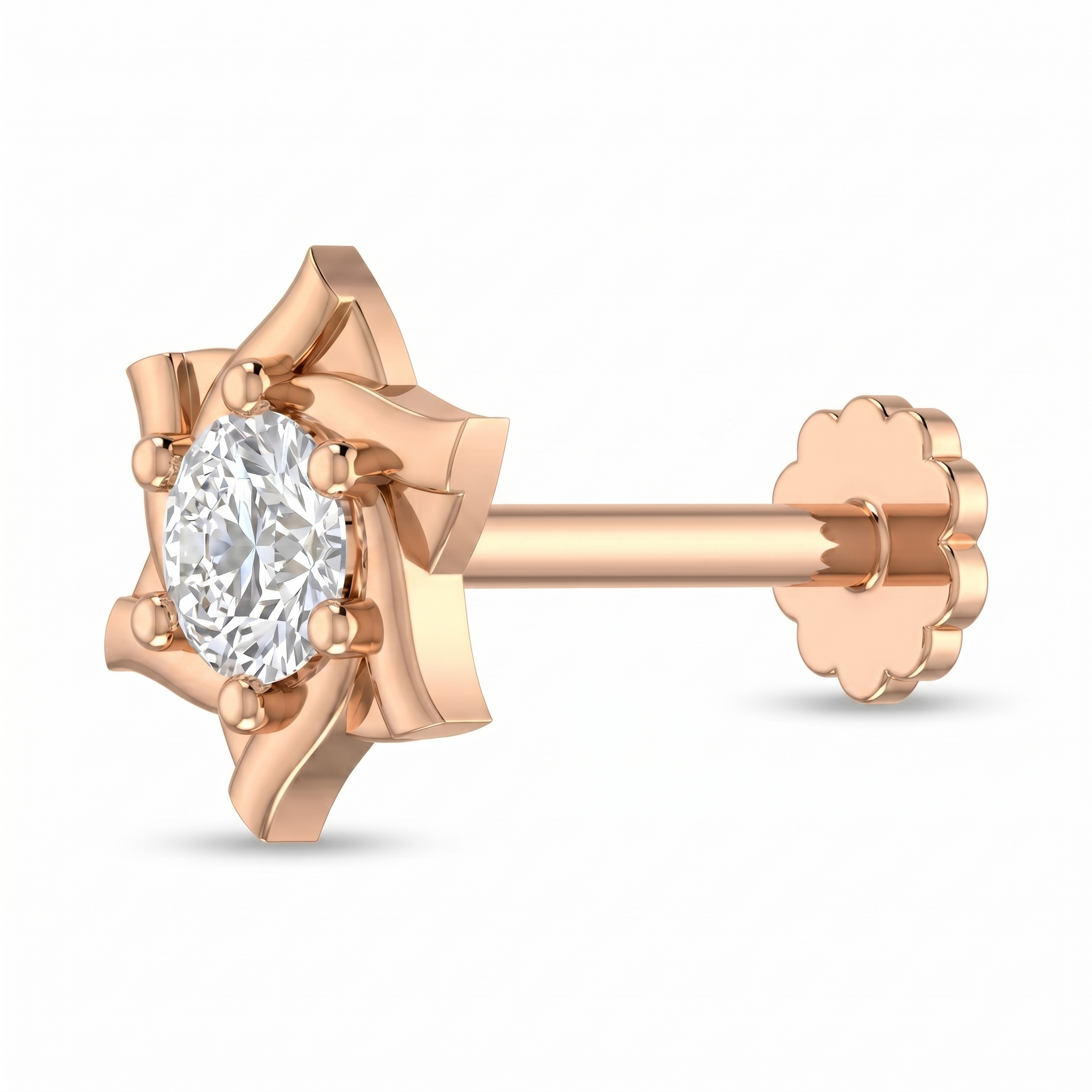 Crowned Embrace Diamond Nose Pin by SVADEZI - rose