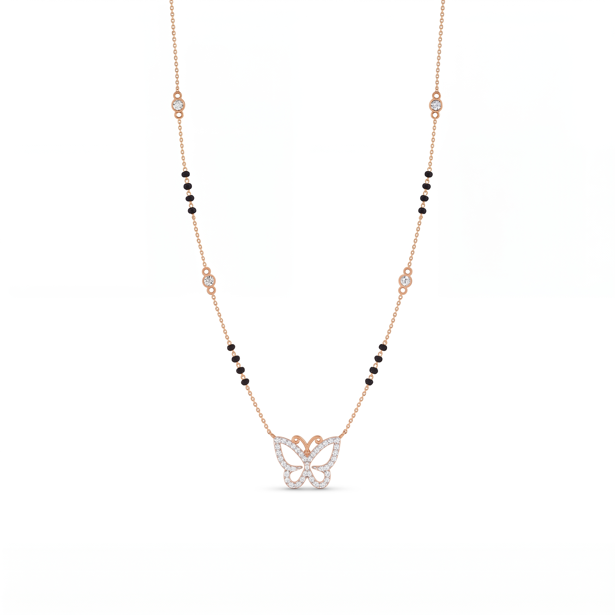 Enthroned Sonnet Diamond Mangalsutra by SVADEZI - rose