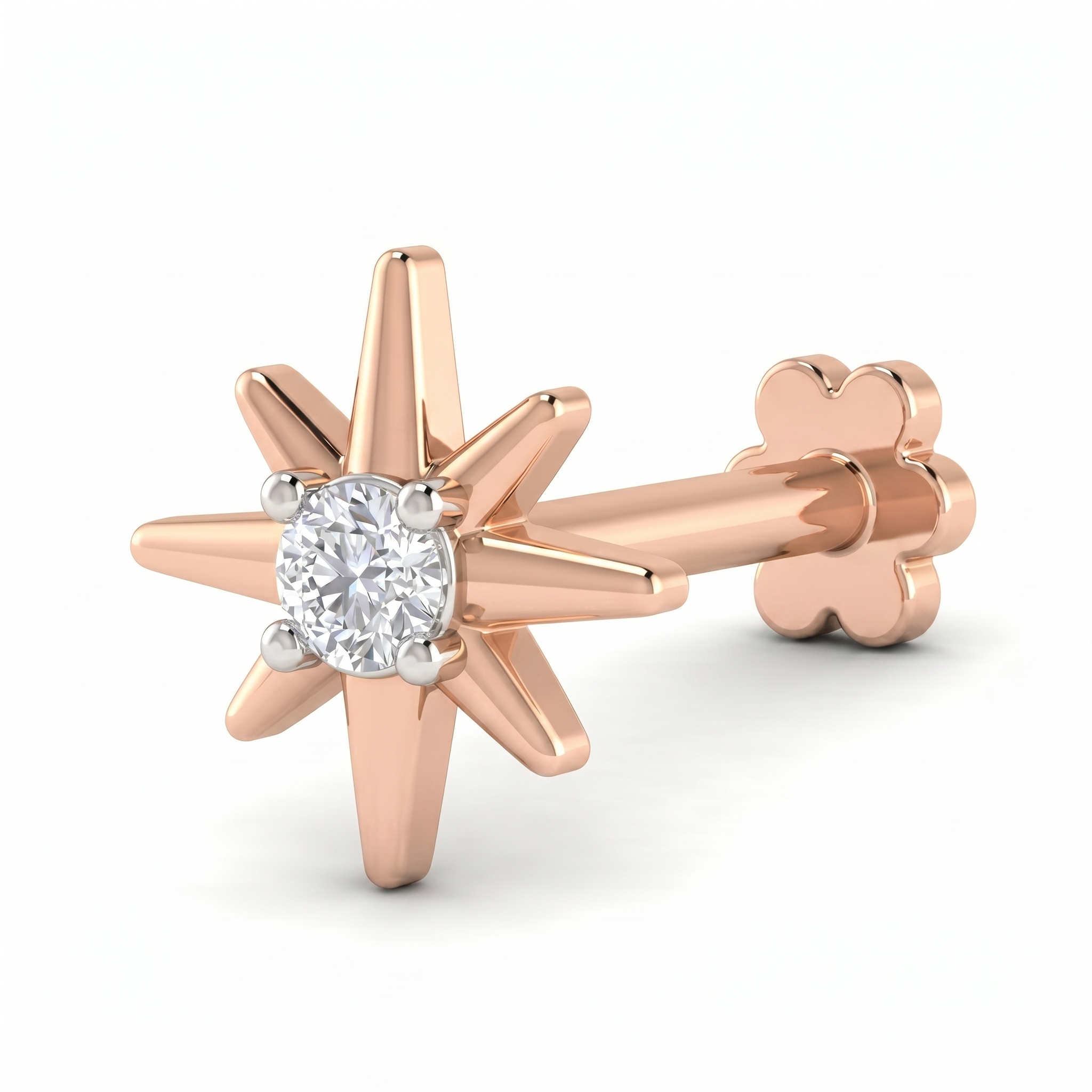 Sparkling Glow Diamond Nose Pin by SVADEZI - rose