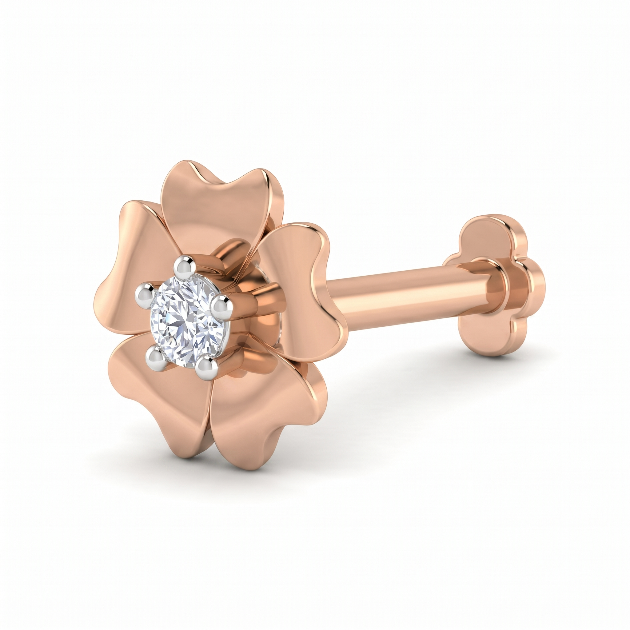 Ornate Grace Diamond Nose Pin by SVADEZI - rose