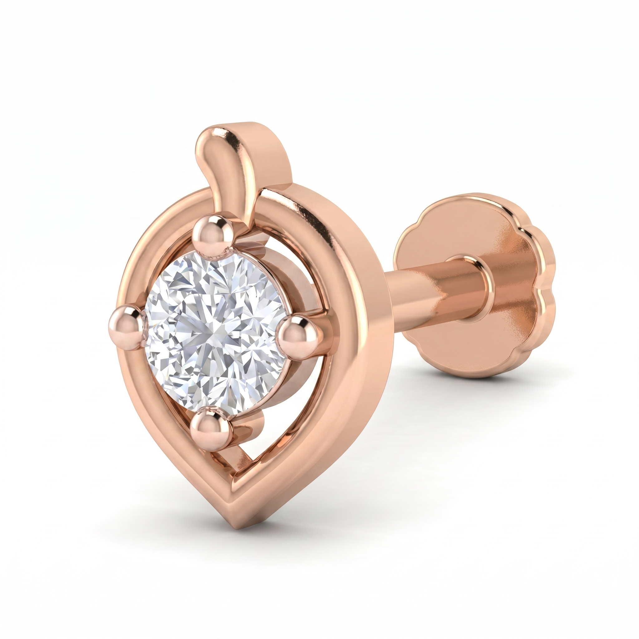 Glowing Sonnet Diamond Nose Pin by SVADEZI - rose