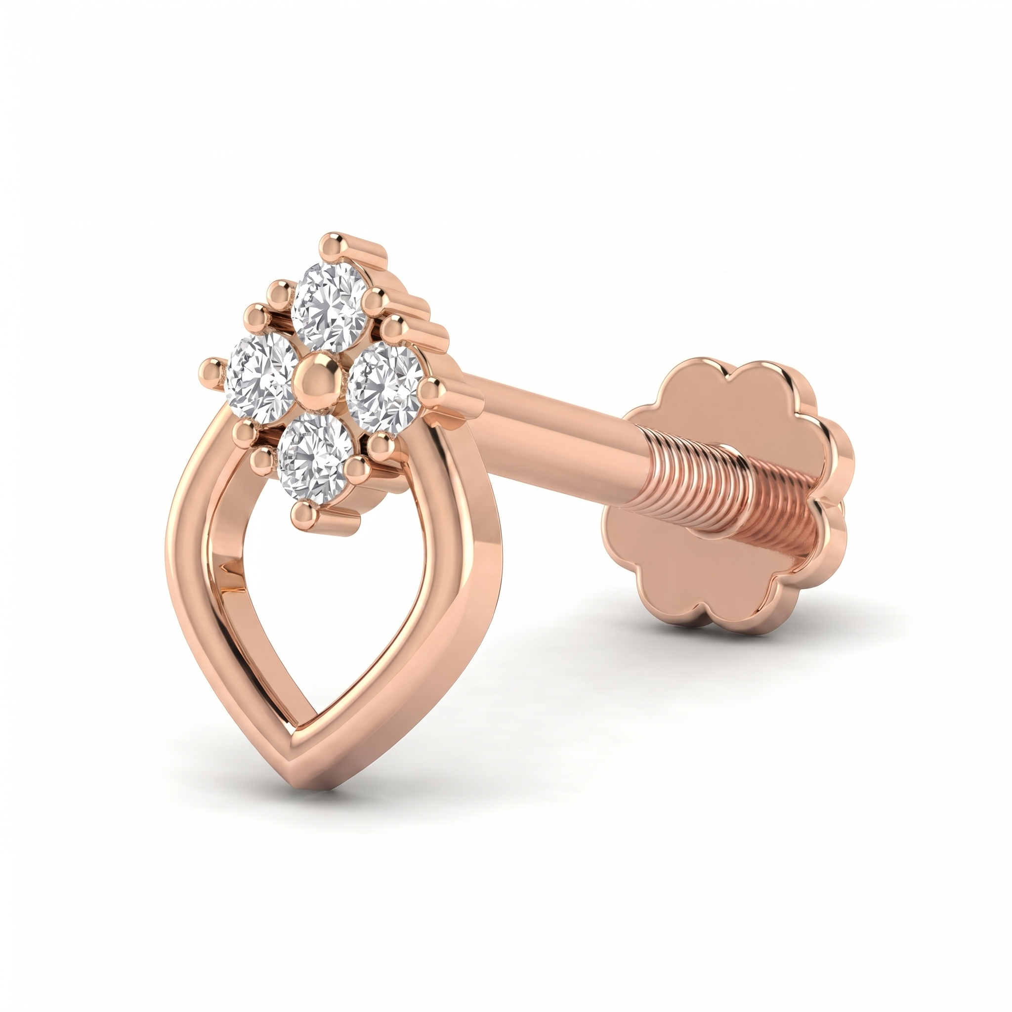 Resplendent Beauty Diamond Nose Pin by SVADEZI - rose