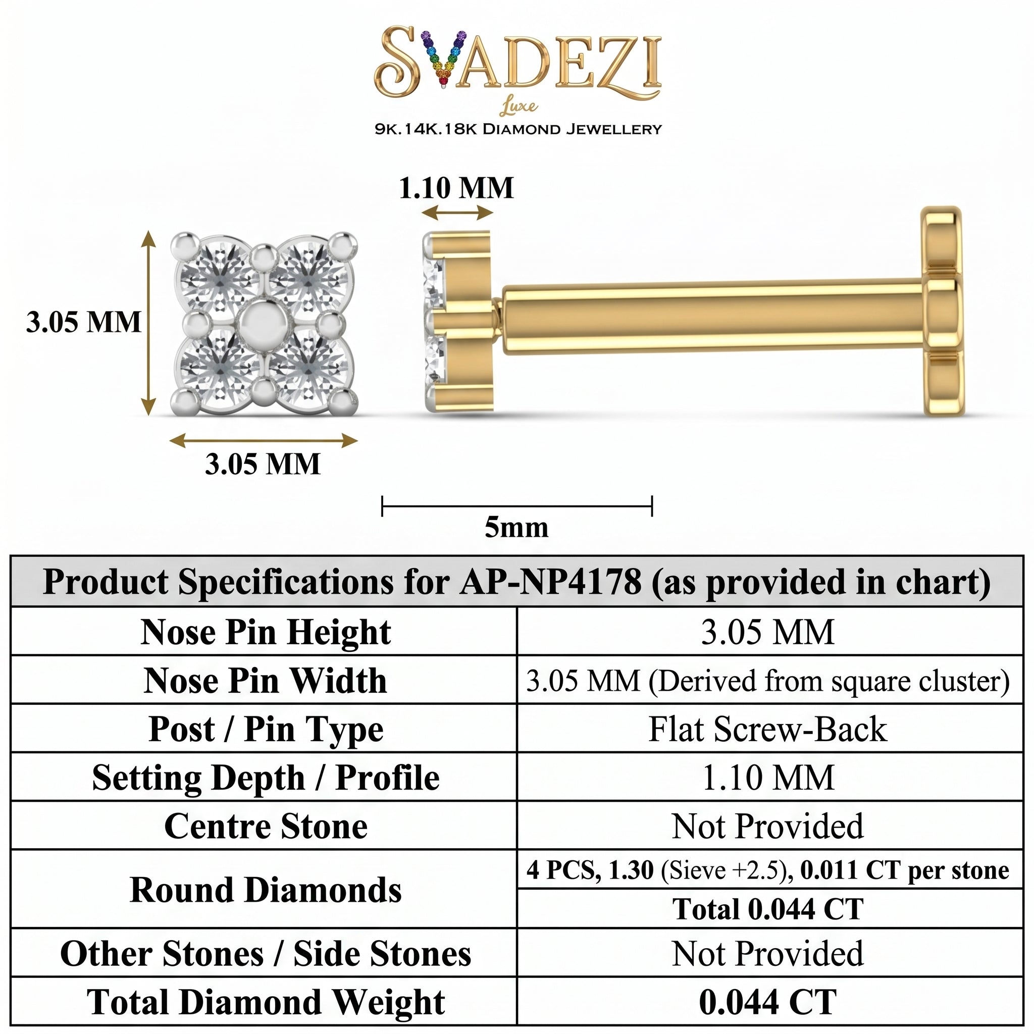 Enchanted Melody Diamond Nose Pin by SVADEZI
