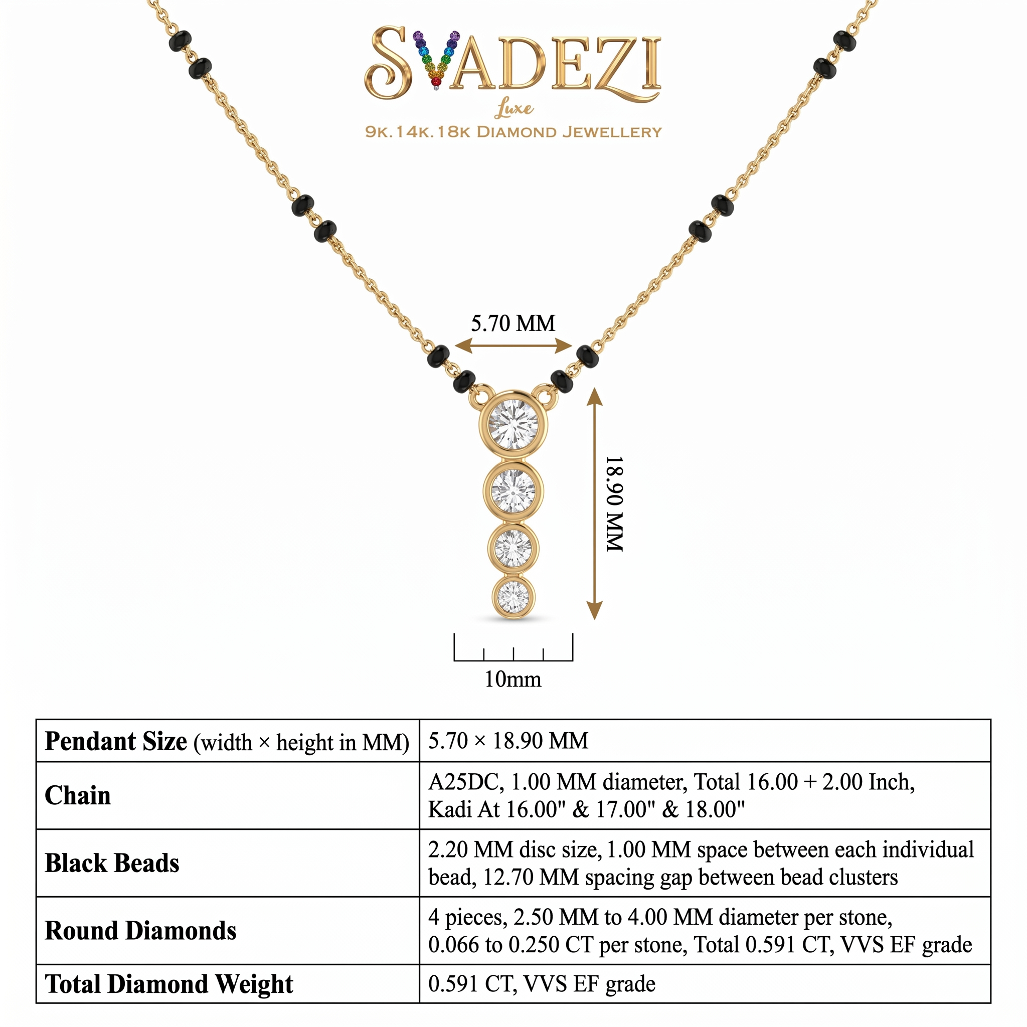 Enthroned Spell Diamond Mangalsutra by SVADEZI