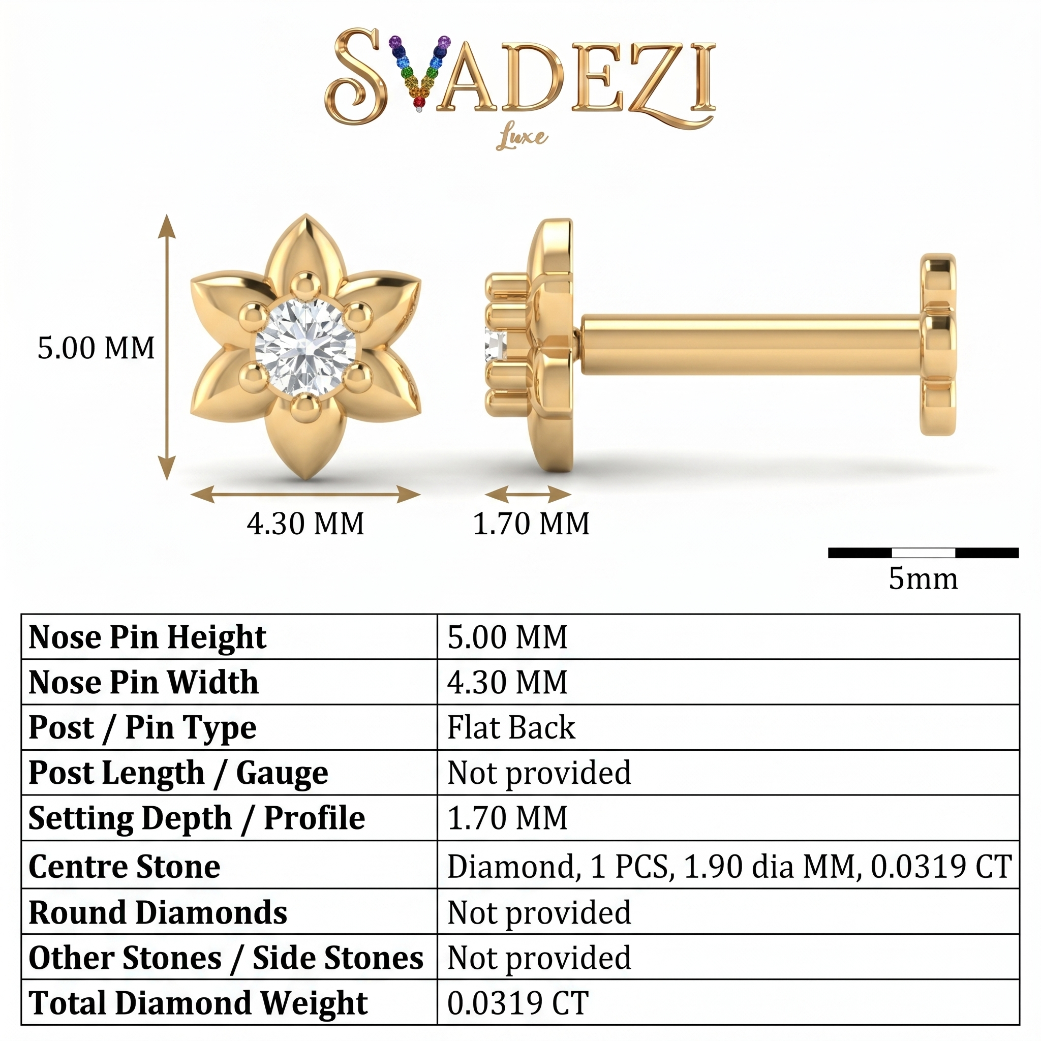 Regal Mystique Diamond Nose Pin by SVADEZI