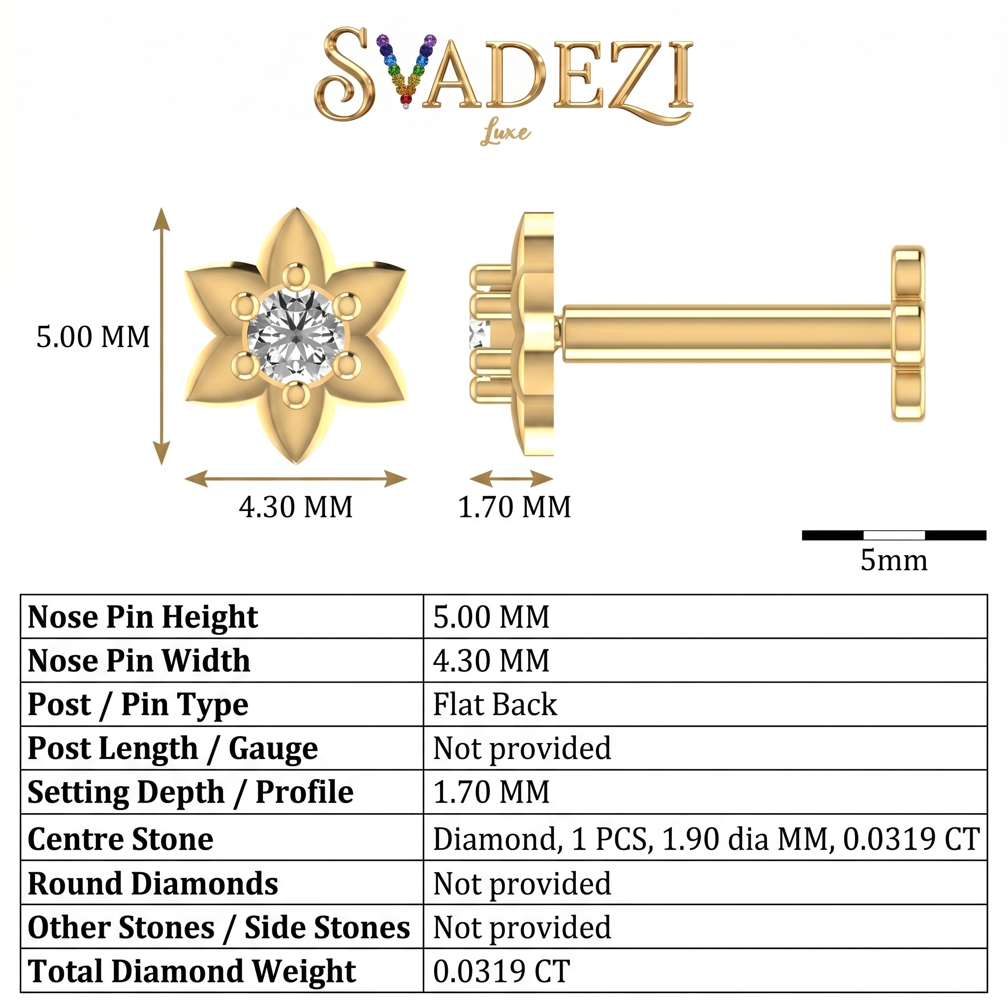 Sparkling Cascade Diamond Nose Pin by SVADEZI