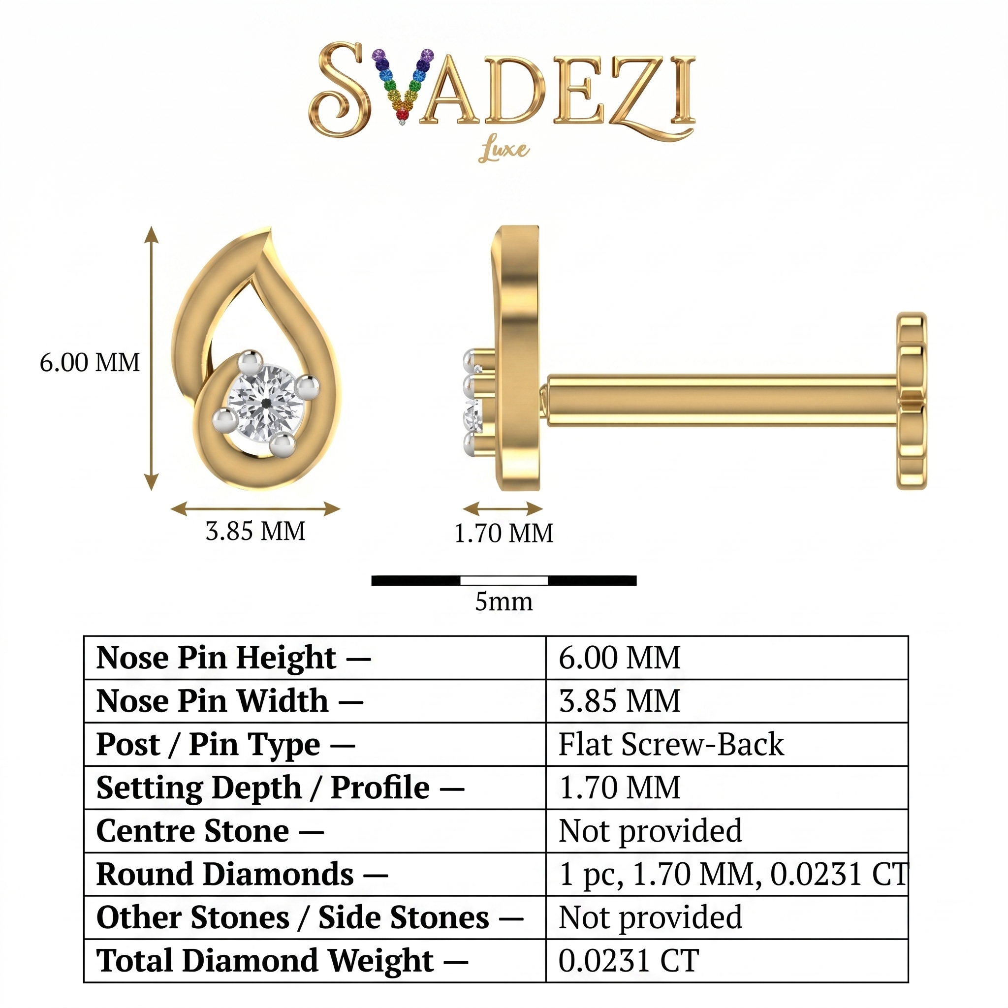 Lavish Majesty Diamond Nose Pin by SVADEZI