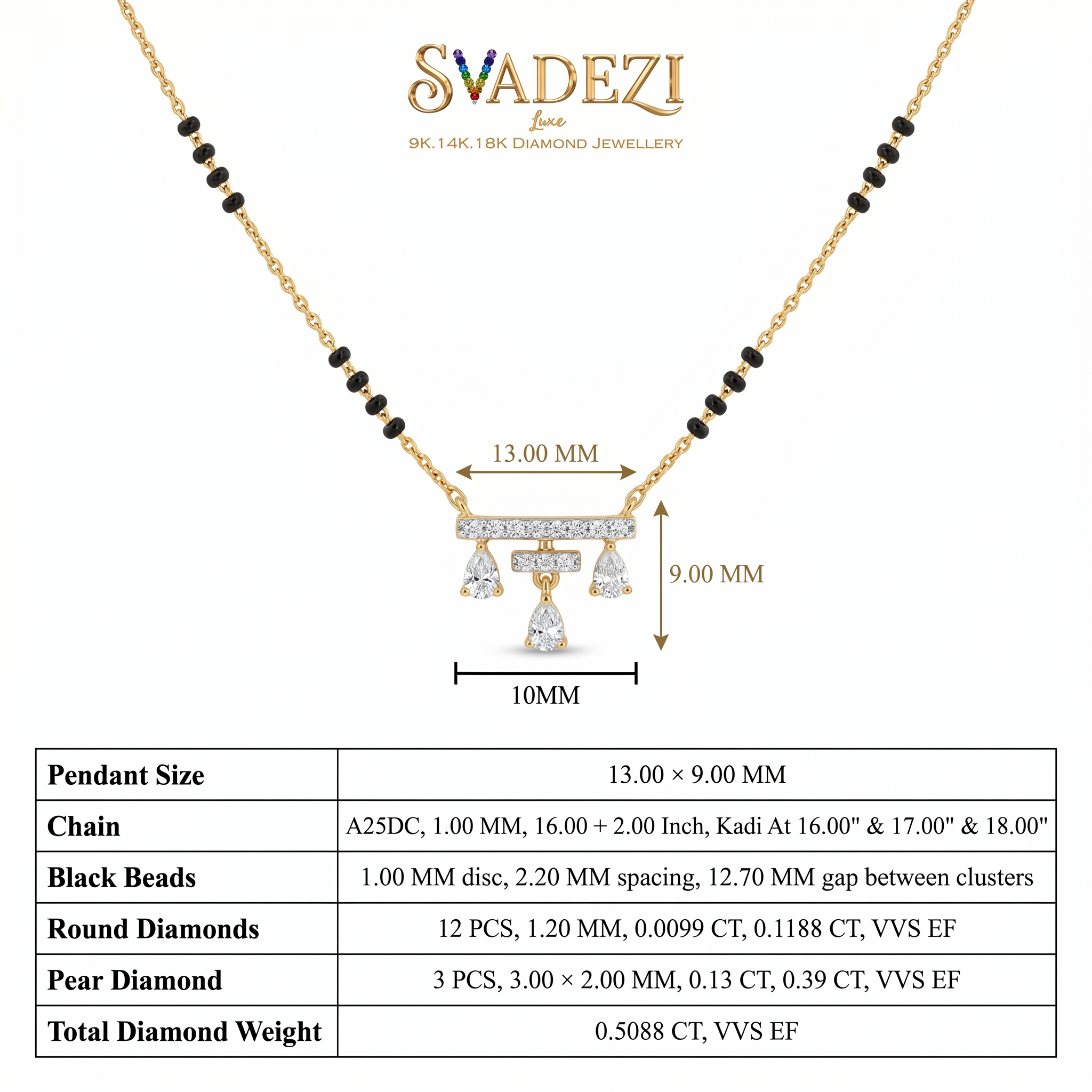 Cascading Vision Diamond Mangalsutra by SVADEZI