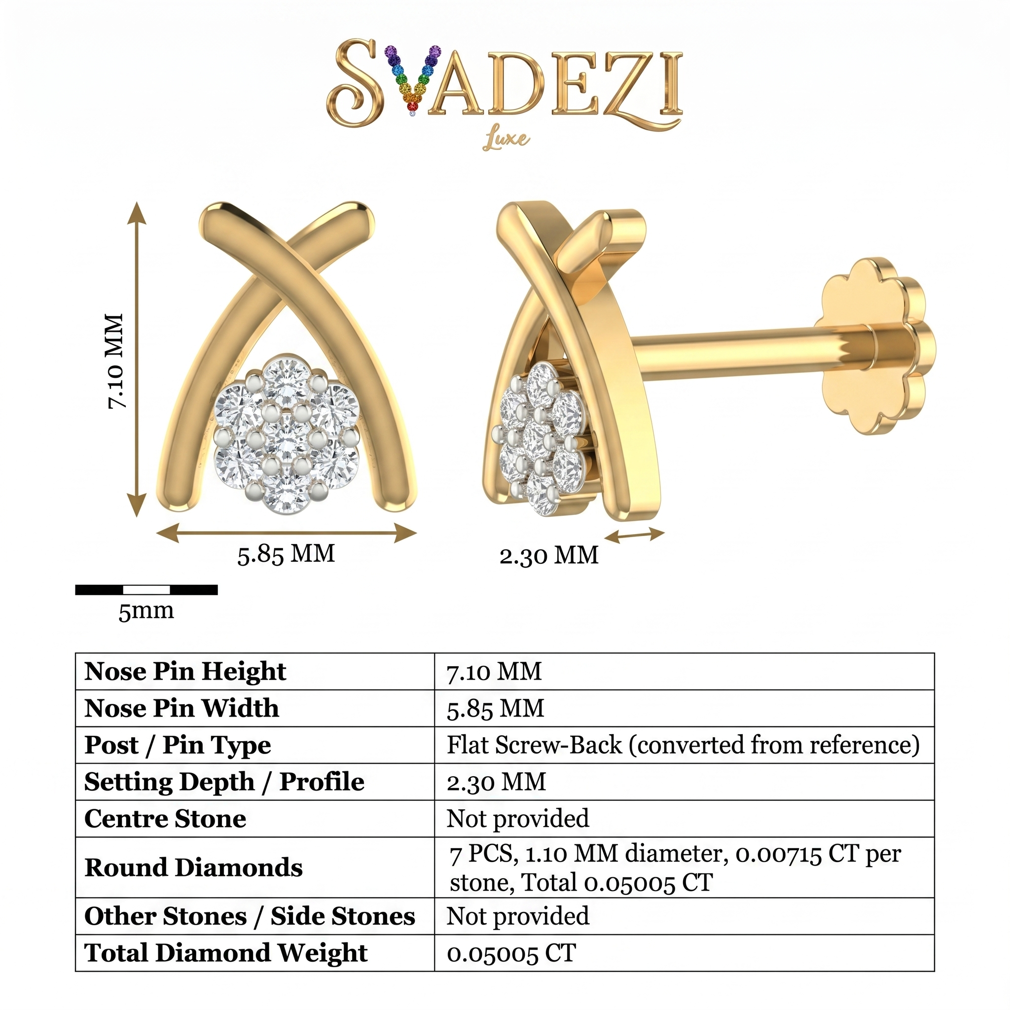Velvet Bliss Diamond Nose Pin by SVADEZI