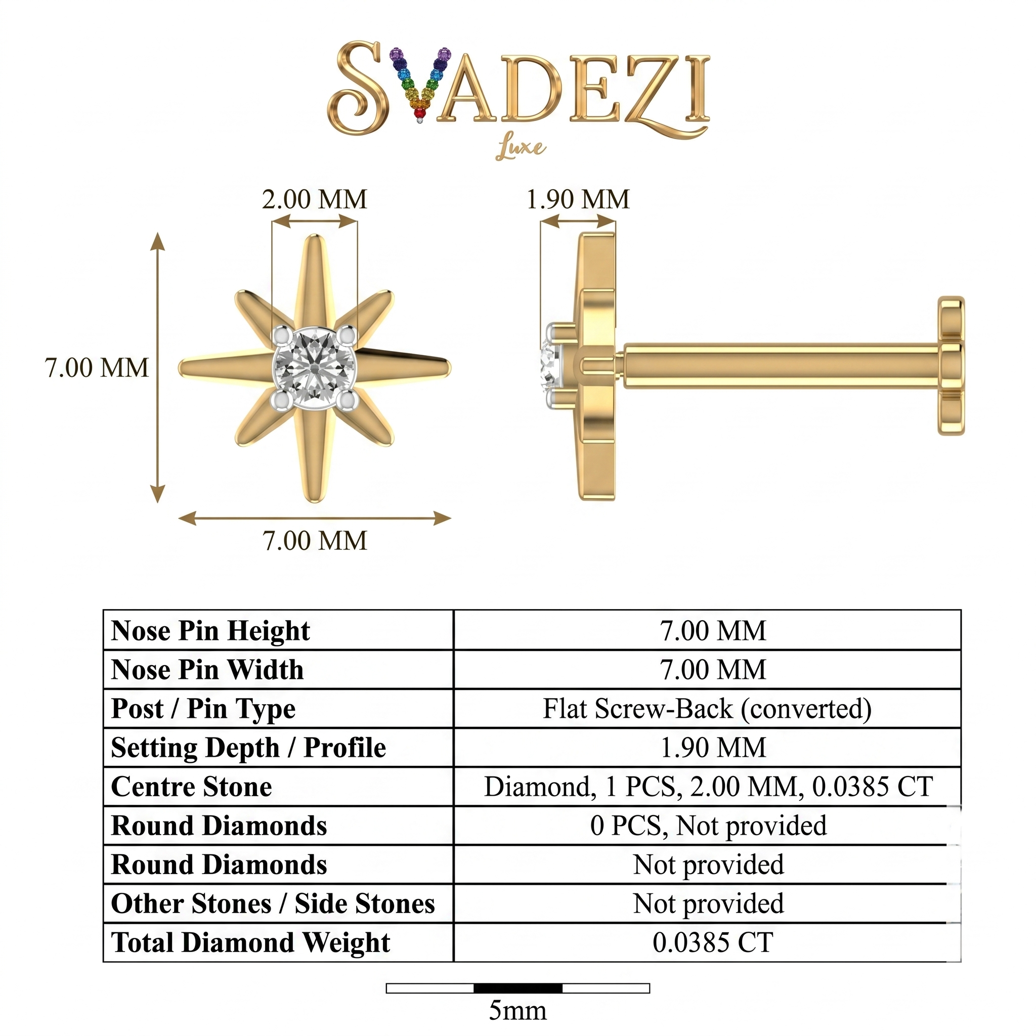 Sparkling Glow Diamond Nose Pin by SVADEZI