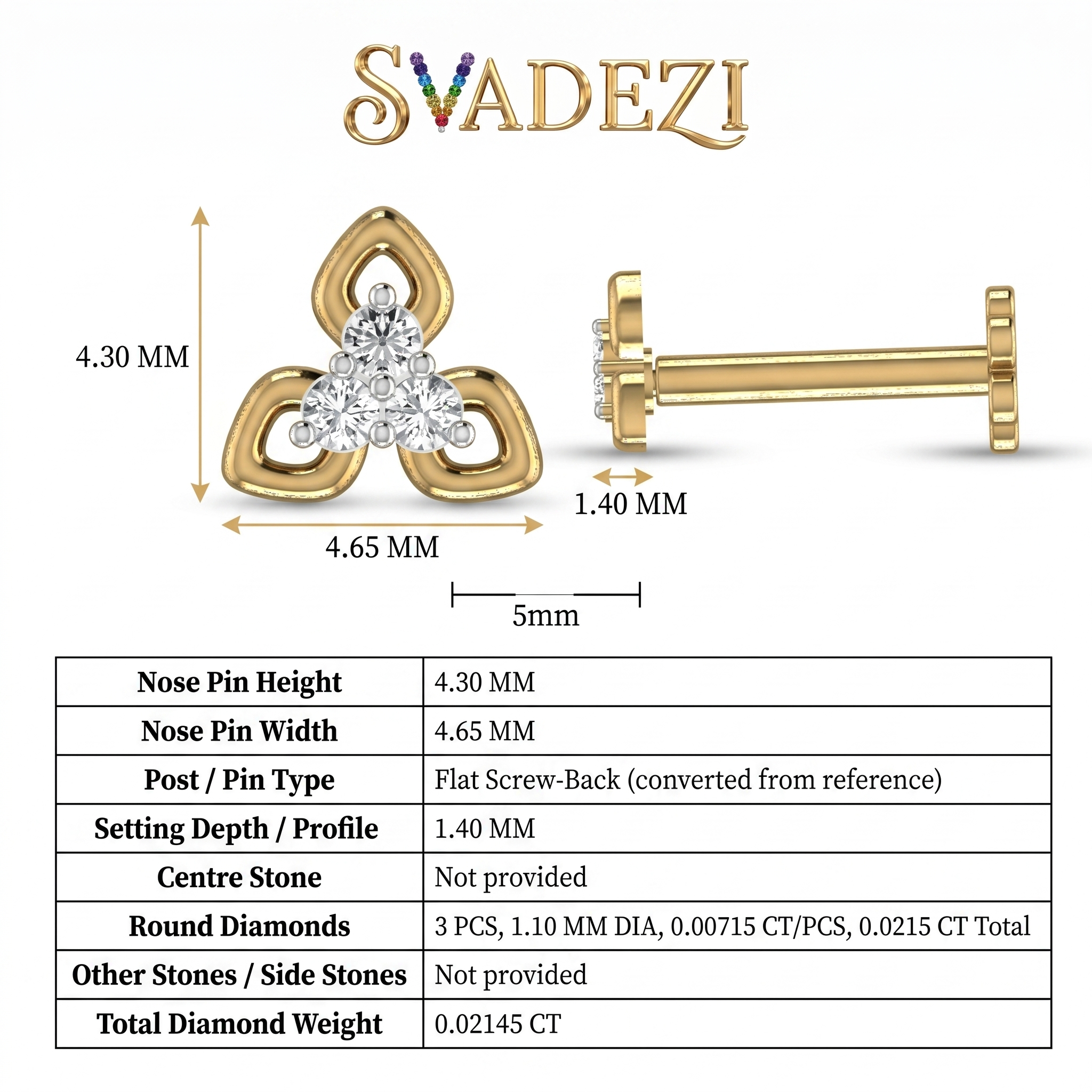 Pristine Bloom Diamond Nose Pin by SVADEZI