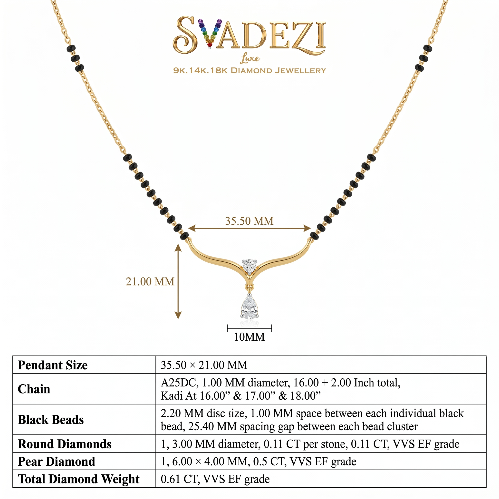 Majestic Harmony Diamond Mangalsutra by SVADEZI