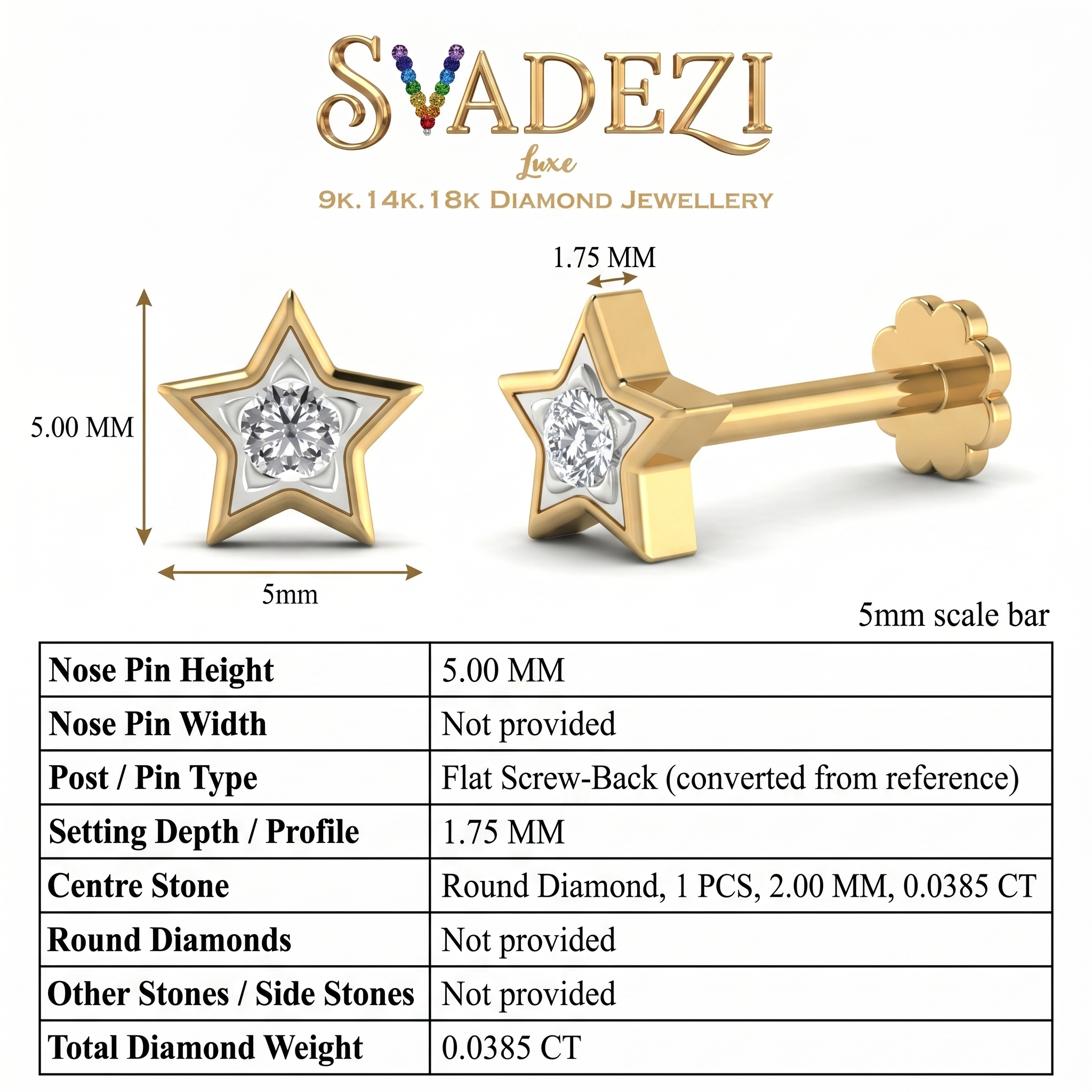 Celestial Mystique Diamond Nose Pin by SVADEZI