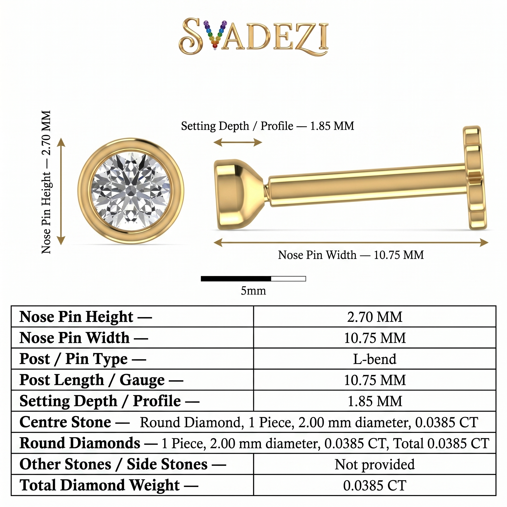 Divine Memory Diamond Nose Pin by SVADEZI