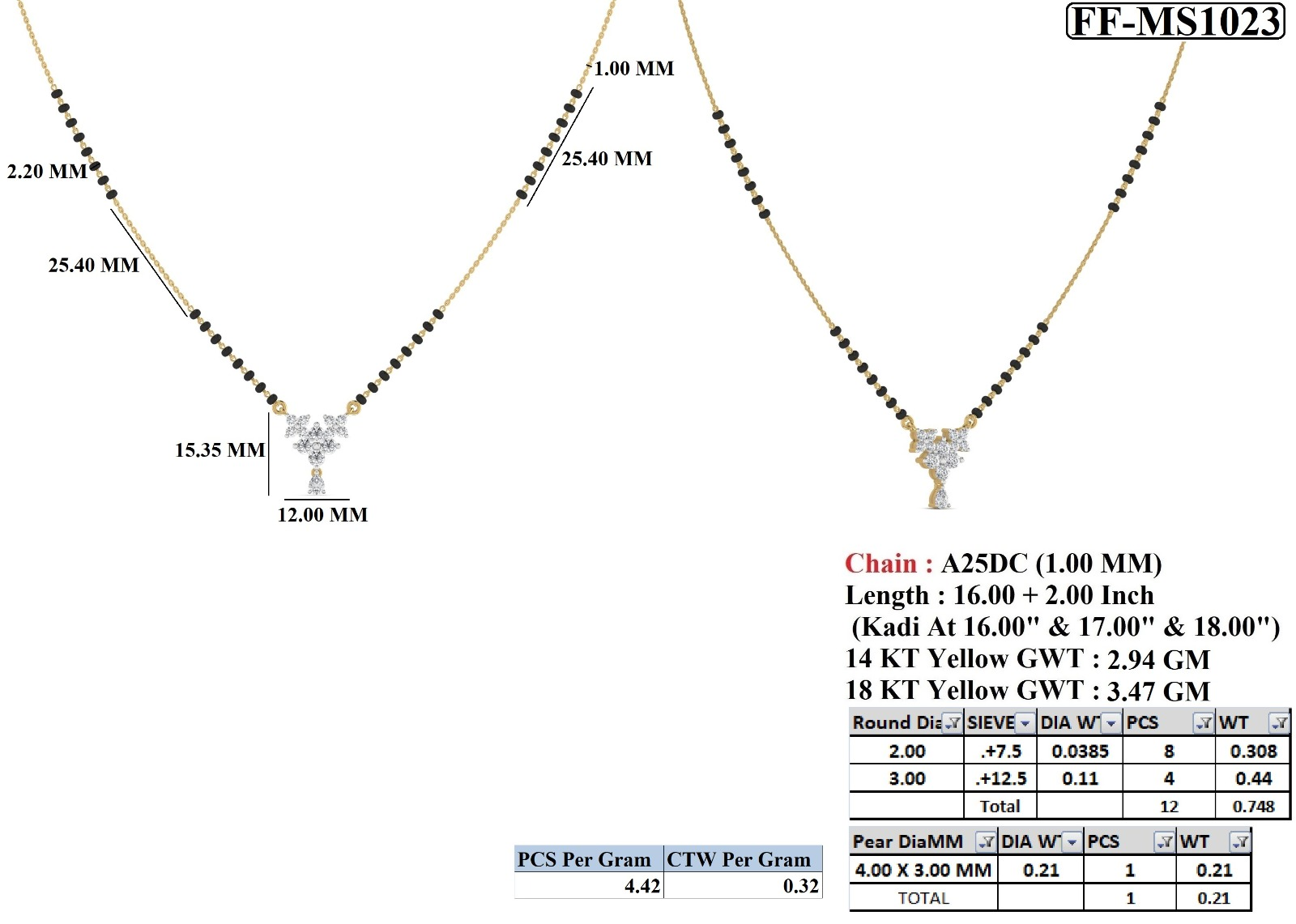 Ornate Cascade Diamond Mangalsutra by SVADEZI