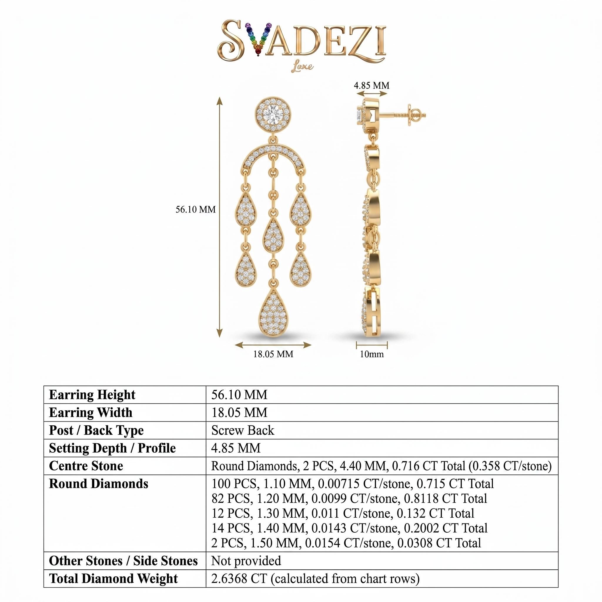Gilded Lustre Diamond Earrings by SVADEZI