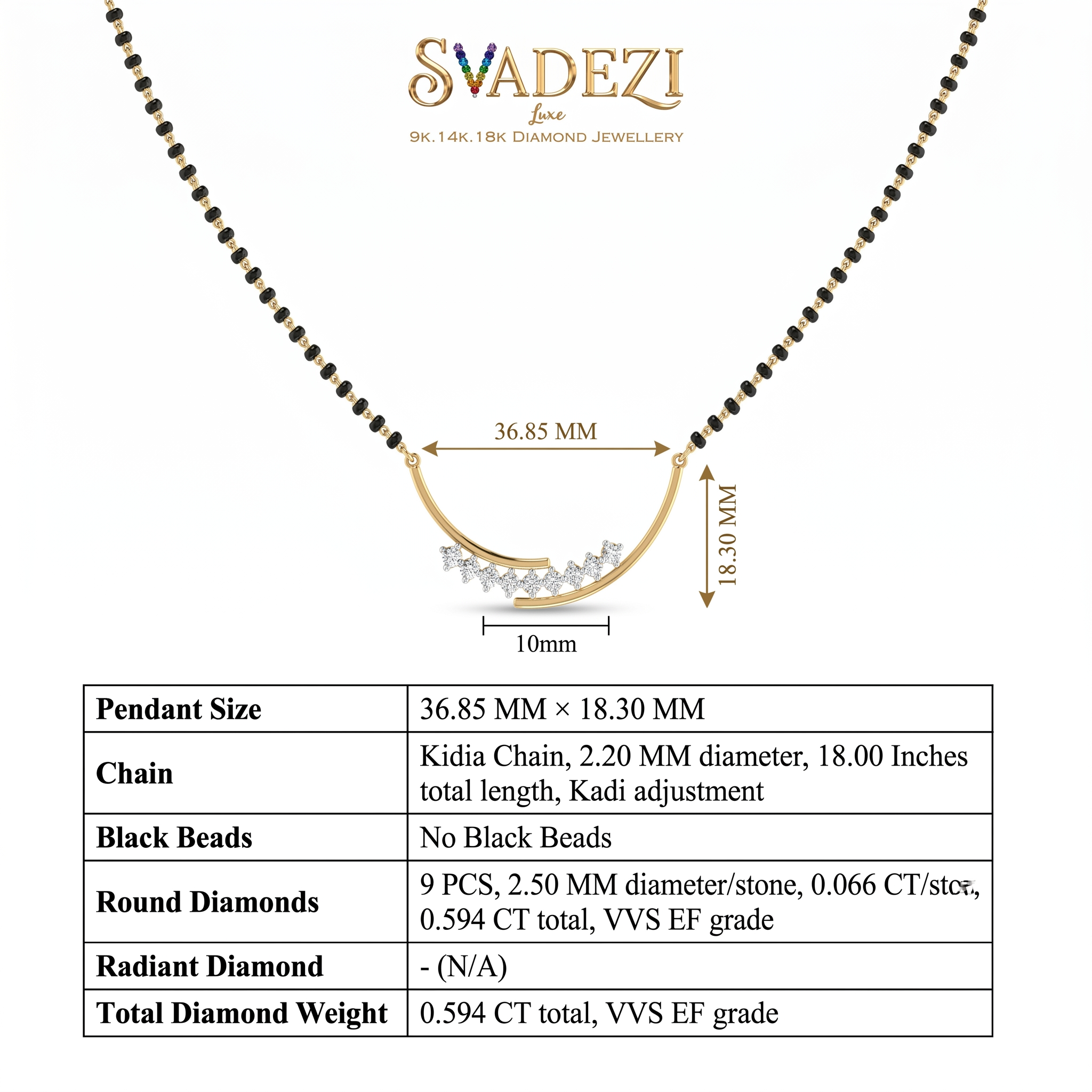 Sparkling Bliss Diamond Mangalsutra by SVADEZI