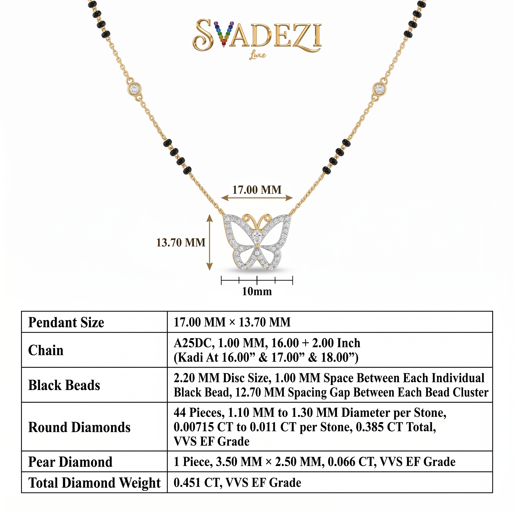 Enthroned Sonnet Diamond Mangalsutra by SVADEZI