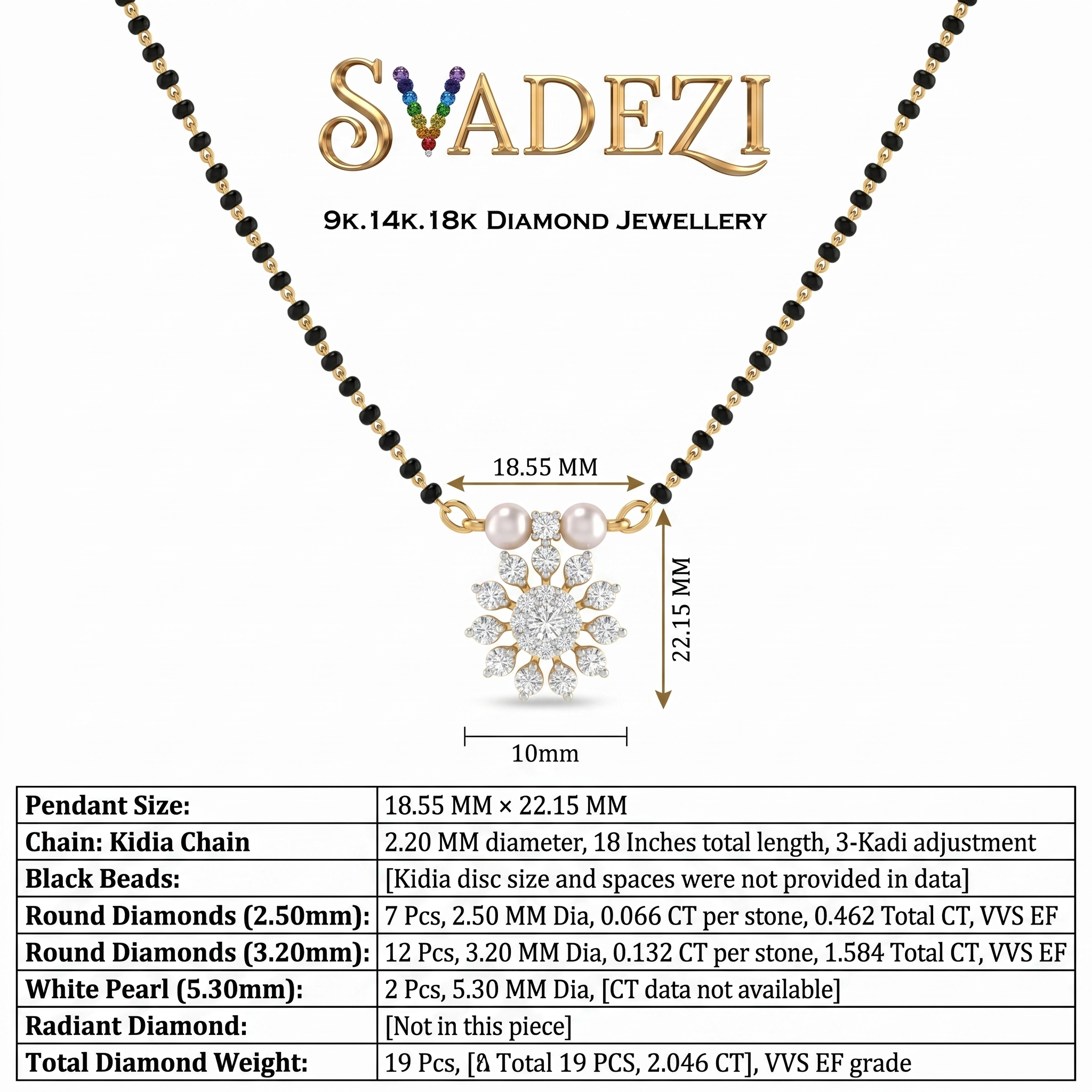 Ethereal Spell Diamond Mangalsutra by SVADEZI