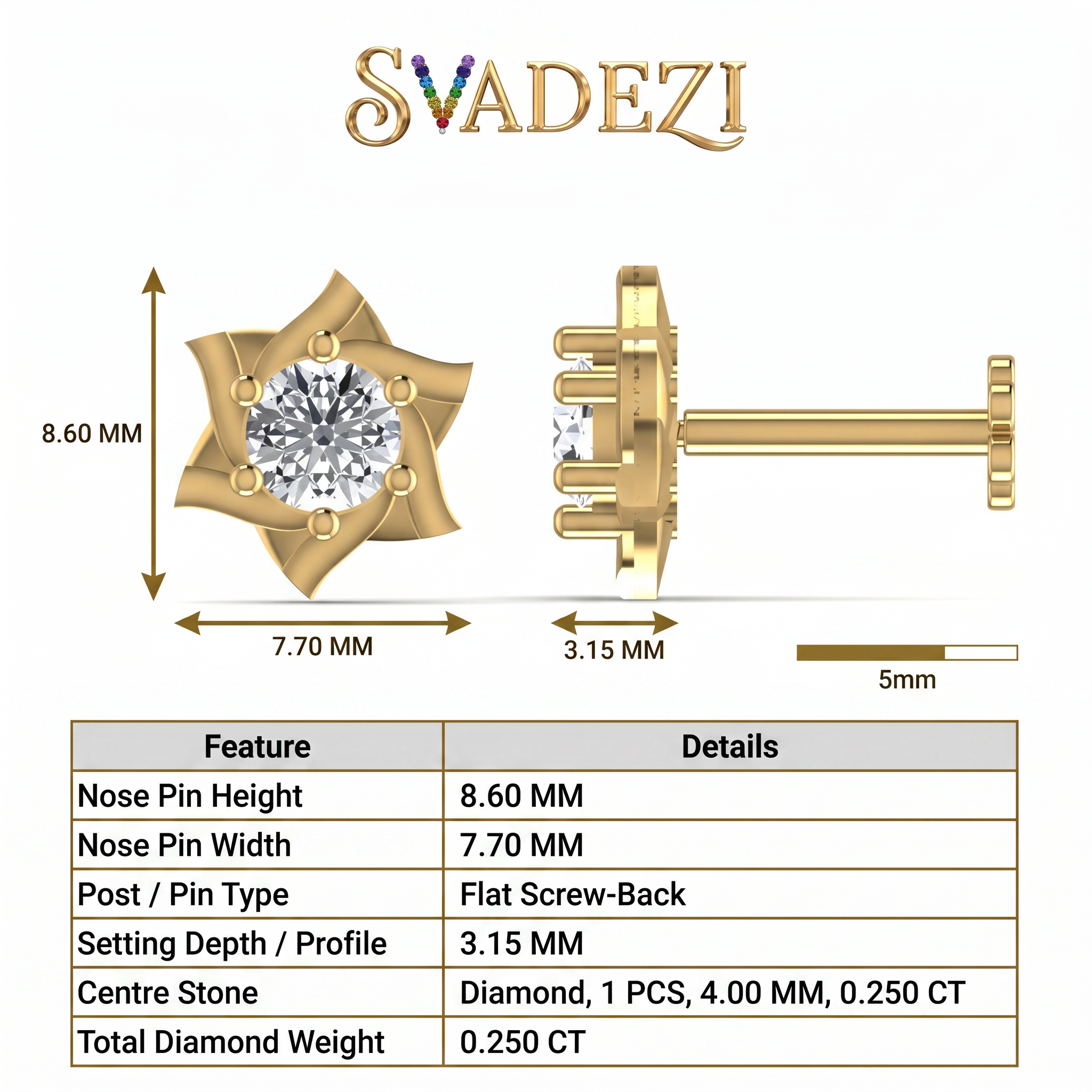 Crowned Embrace Diamond Nose Pin by SVADEZI
