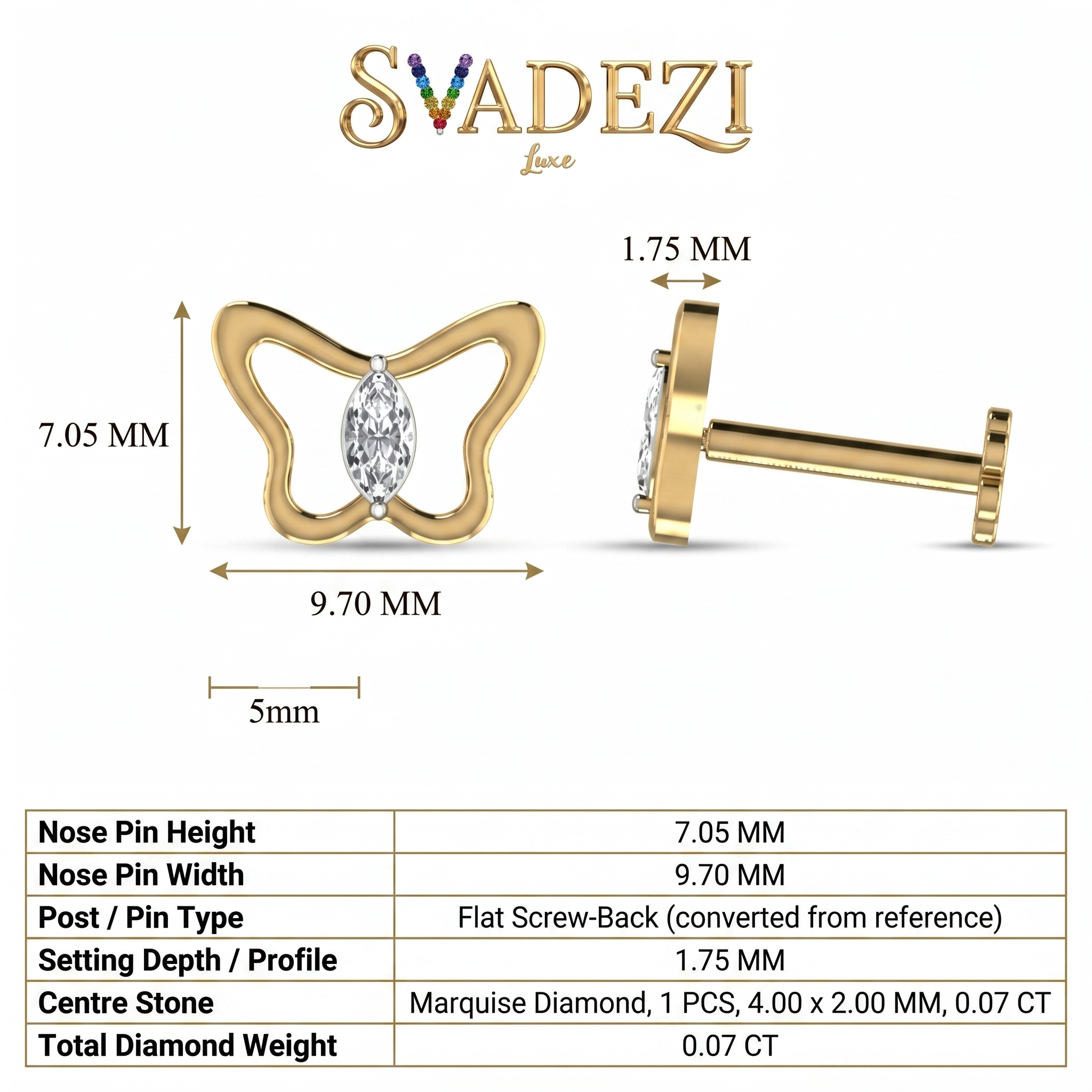 Heavenly Bloom Diamond Nose Pin by SVADEZI