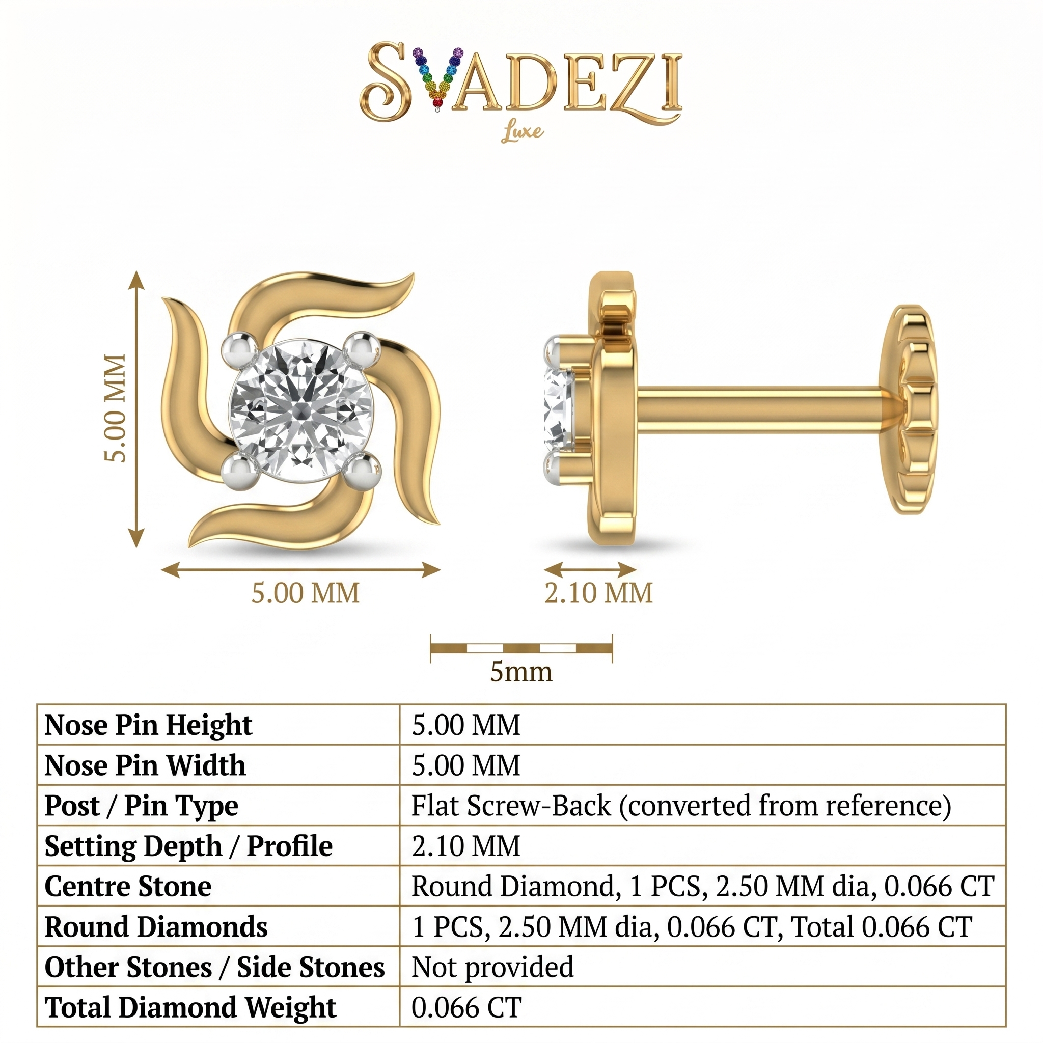 Enchanted Charm Diamond Nose Pin by SVADEZI