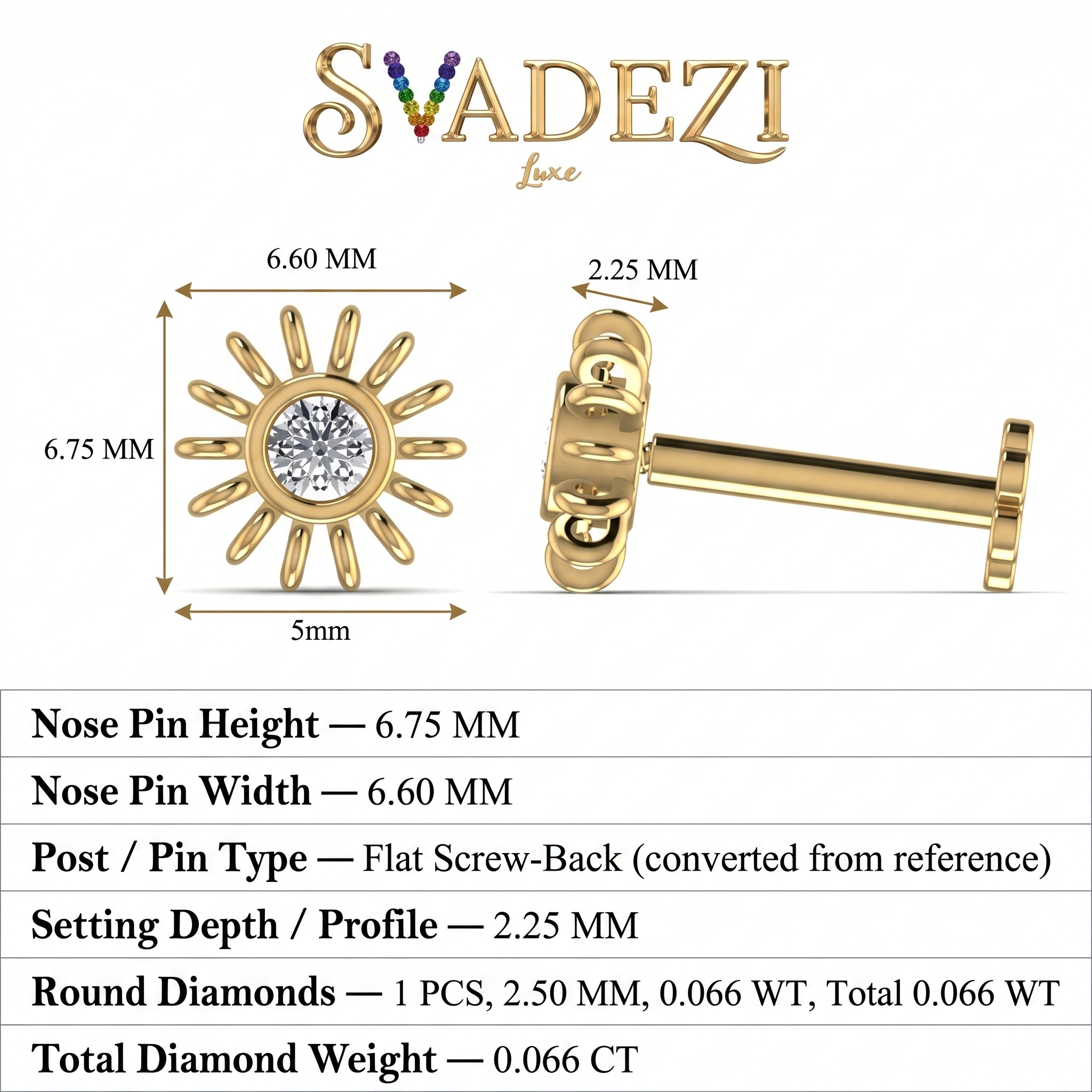 Dawn Beauty Diamond Nose Pin by SVADEZI
