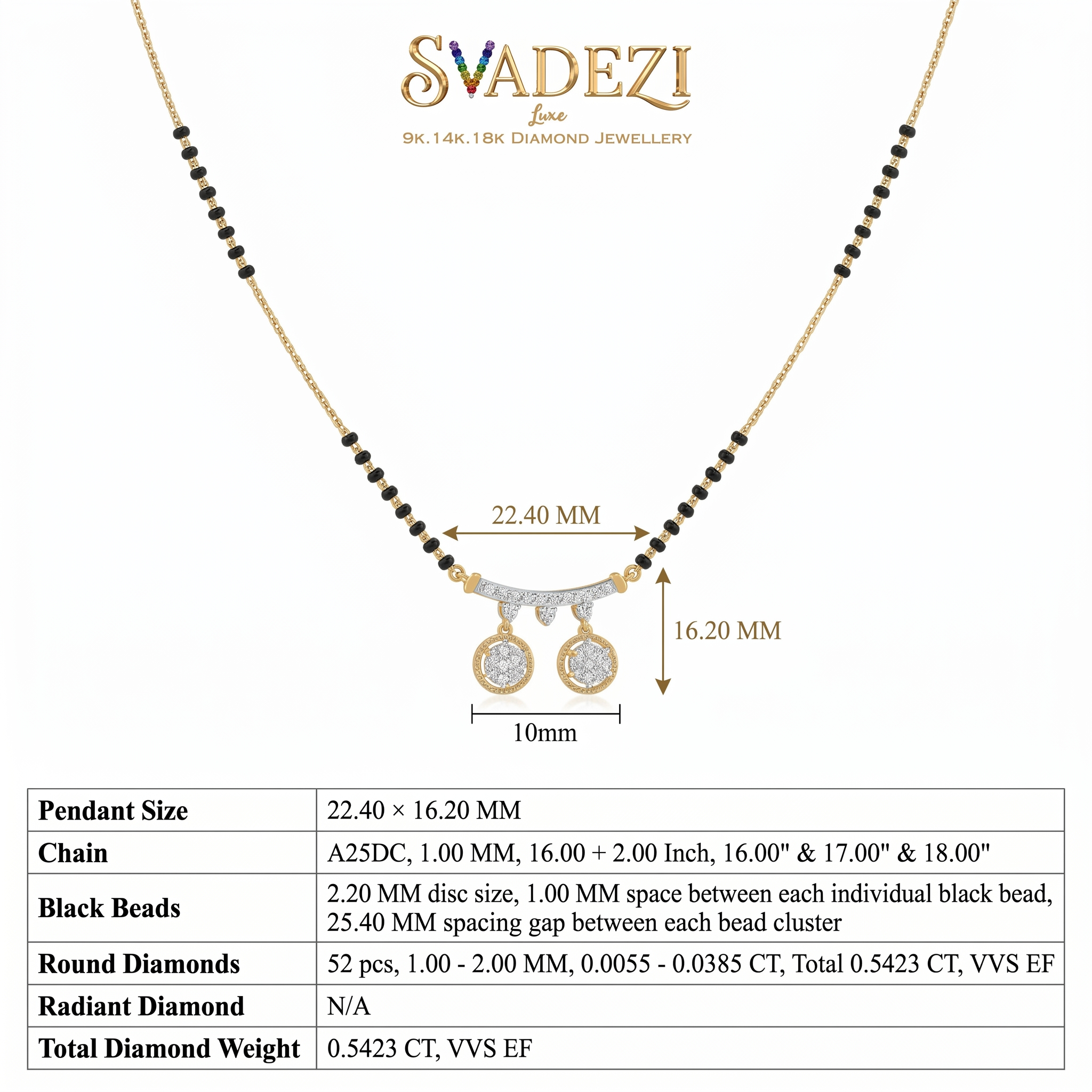 Glistening Spell Diamond Mangalsutra by SVADEZI