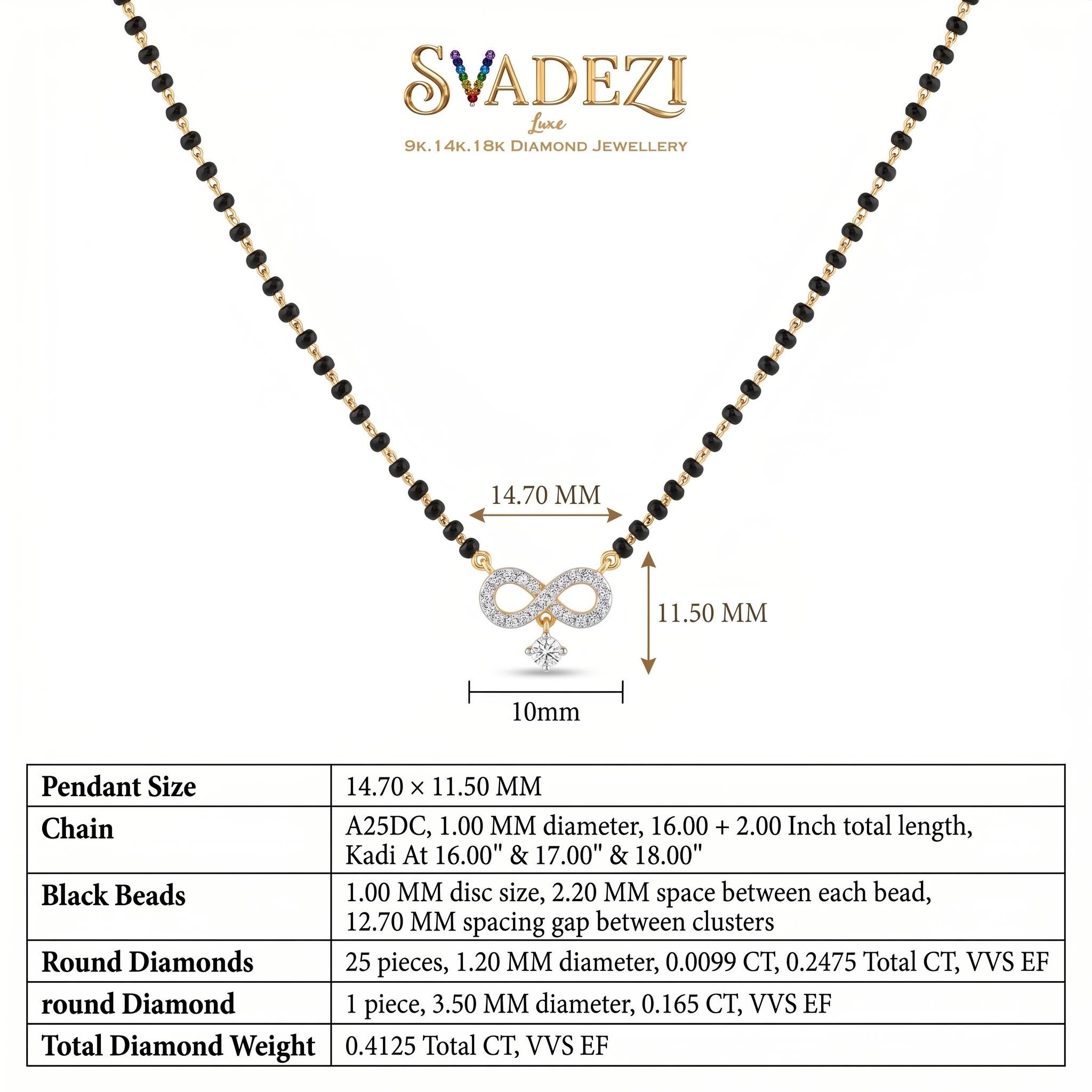 Whispering Promise Diamond Mangalsutra by SVADEZI