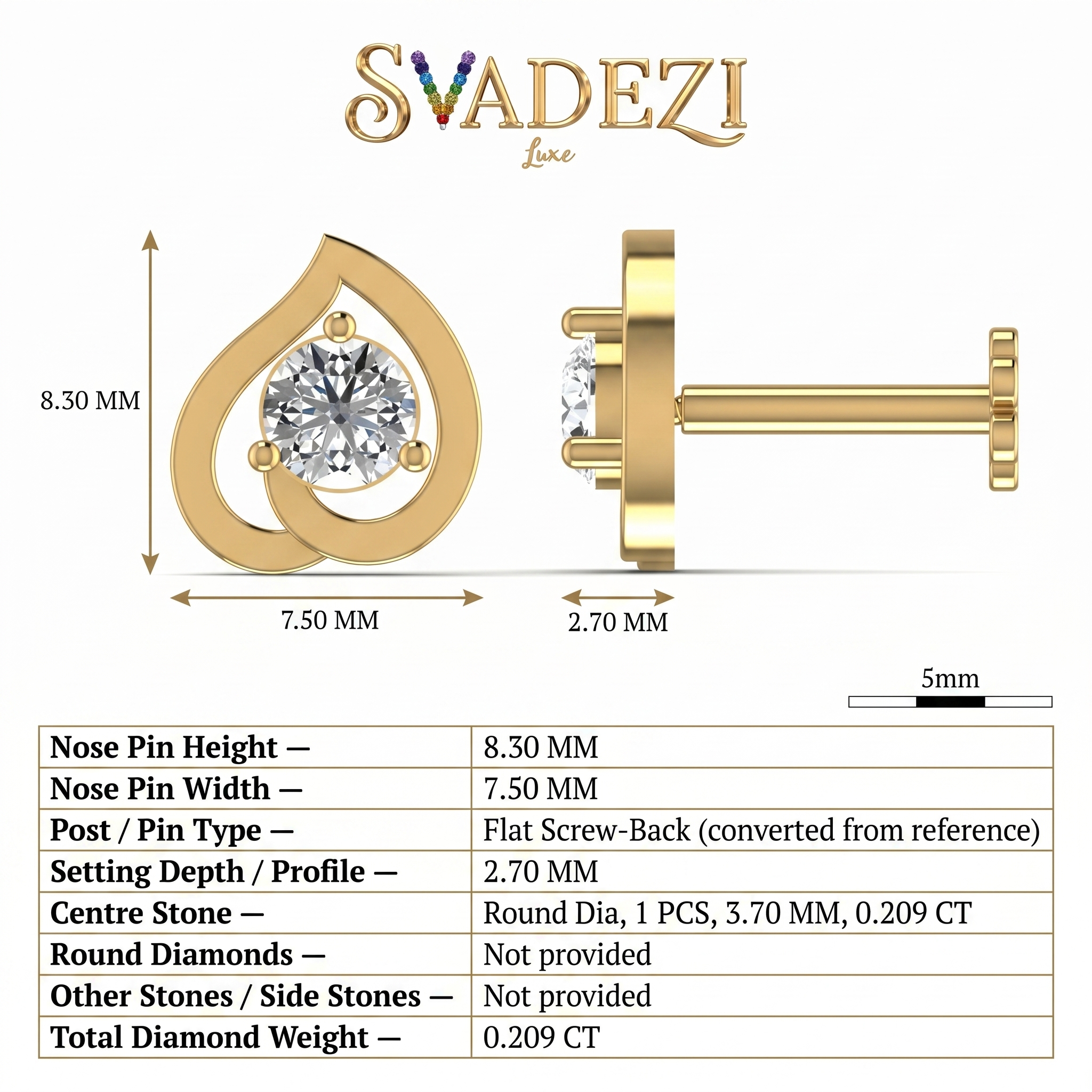 Sublime Embrace Diamond Nose Pin by SVADEZI